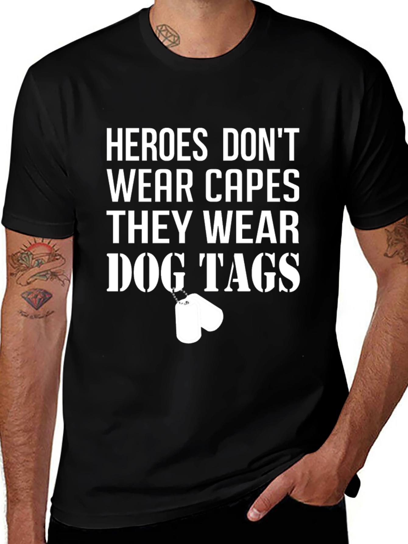 Variant 19 of Heroes Dog Tags Graphic T-Shirt