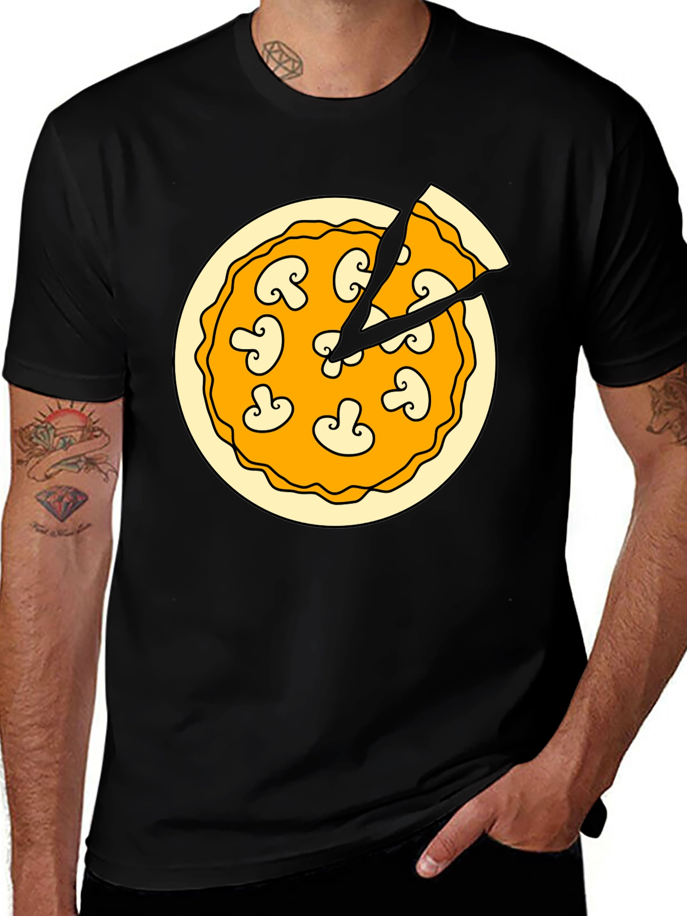 Variant 10 of Pizza Time T-Shirt - Black Graphic Tee