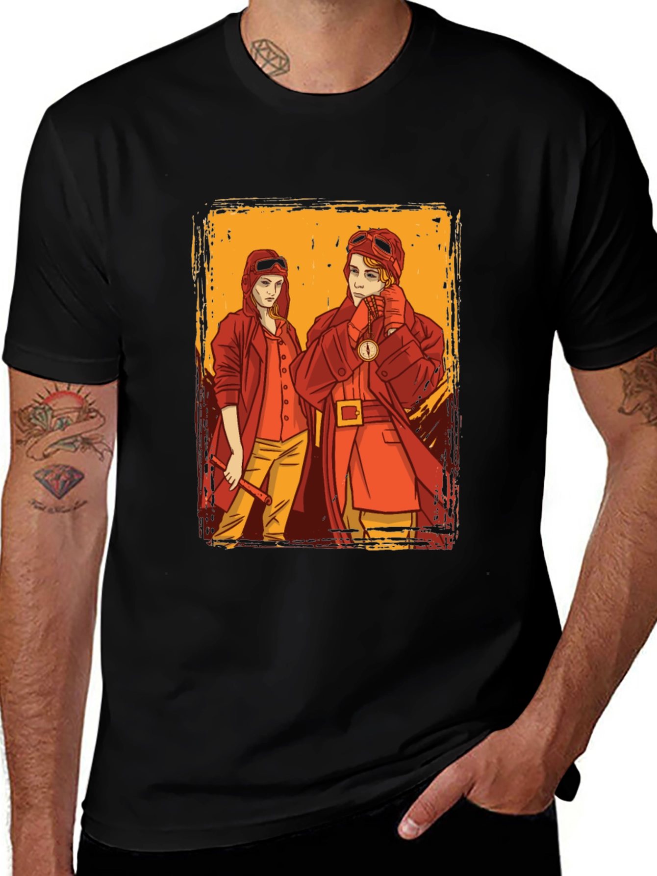 Variant 26 of Steampunk Pilot Graphic Tee - Retro Style