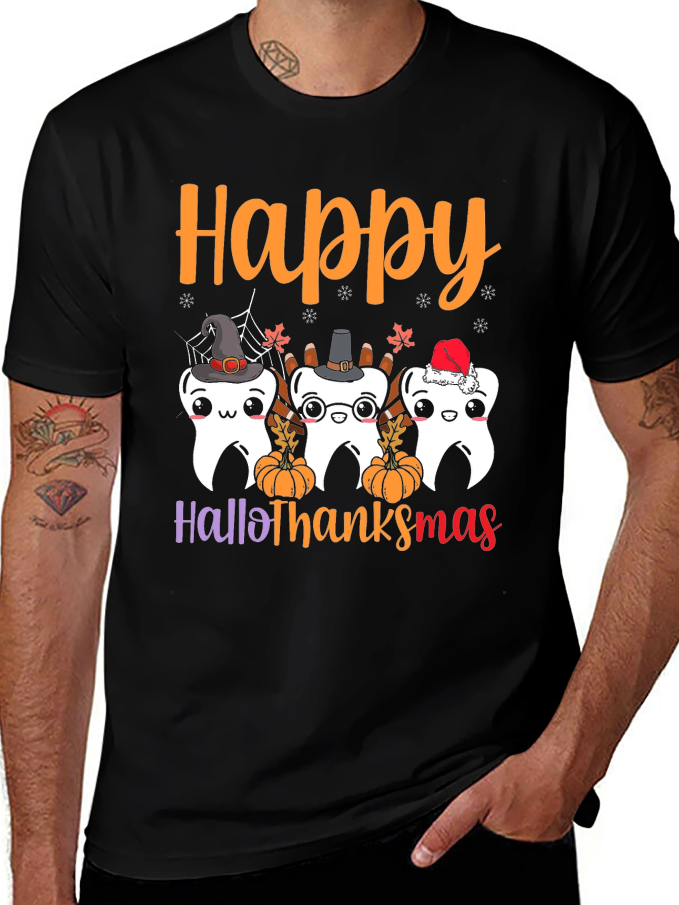 Happy Hallothanksmas Holiday Graphic T-Shirt