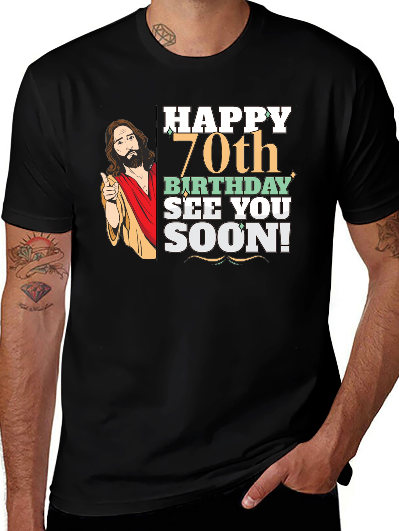 Variant 15 of Happy 70th Birthday, See You Soon! Novelty T-Shirt