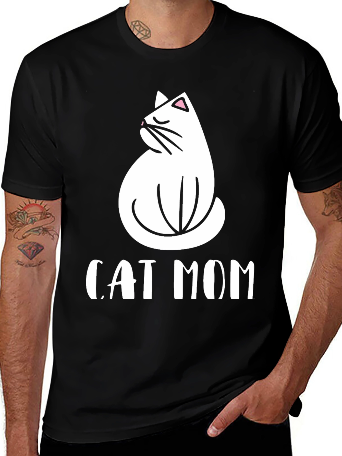 Variant 11 of Cat Mom Graphic Tee - Black