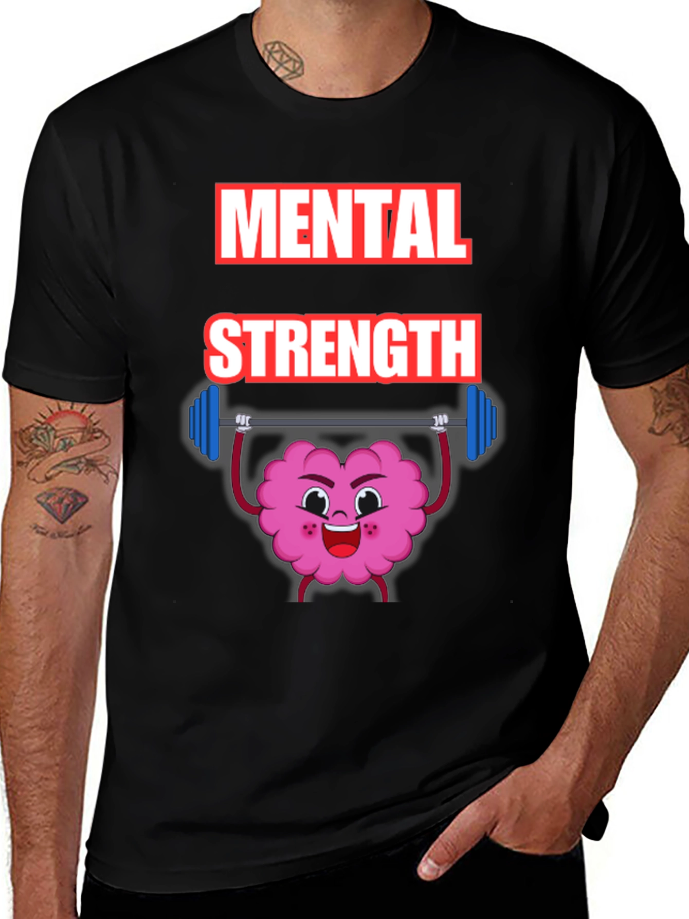 Variant 16 of Mental Strength T-Shirt - Brain Lifting Weights