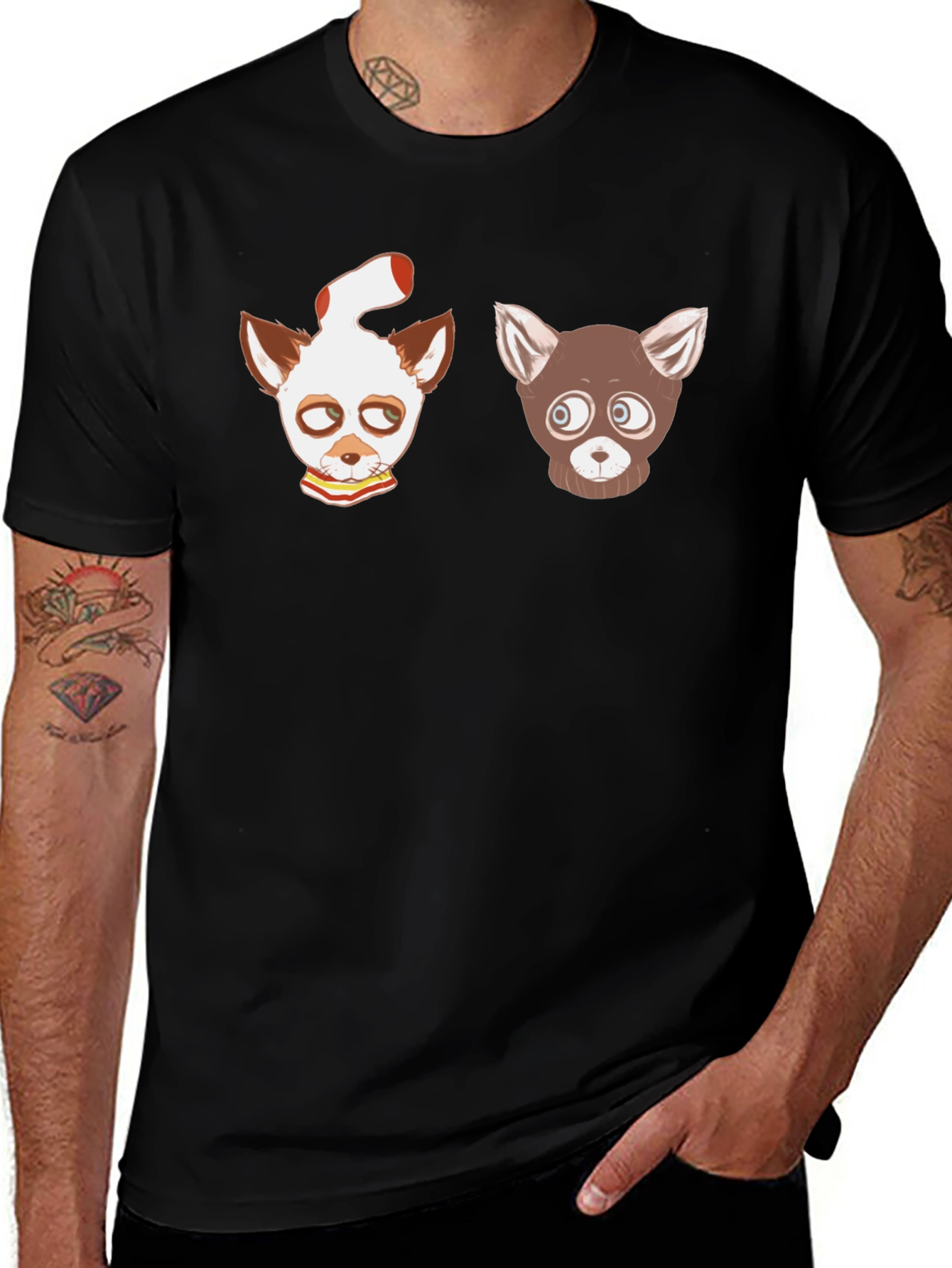 Variant 20 of Cartoon Animal Graphic Black T-Shirt