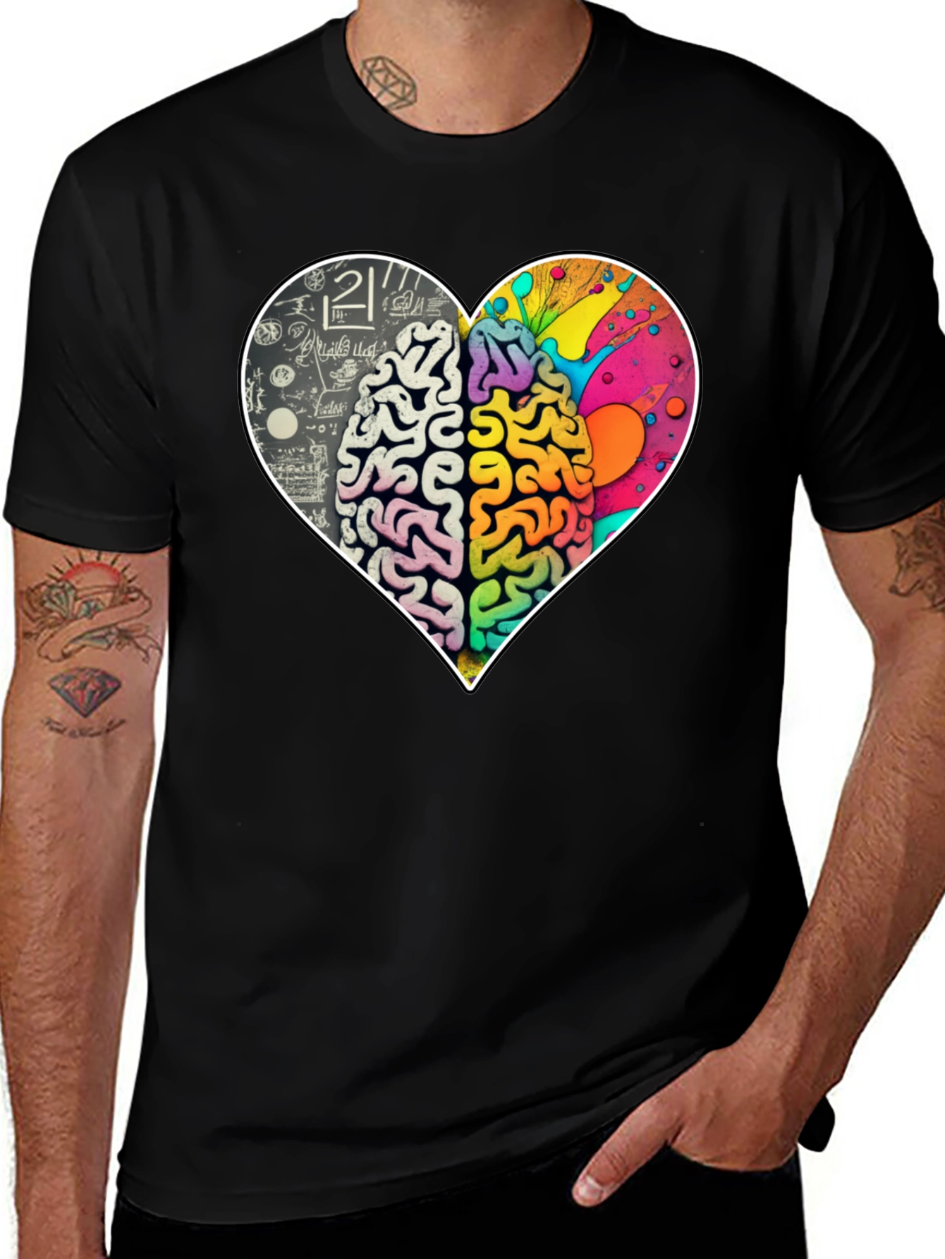 Variant 22 of Brain Heart T-Shirt - Logic & Creativity Tee