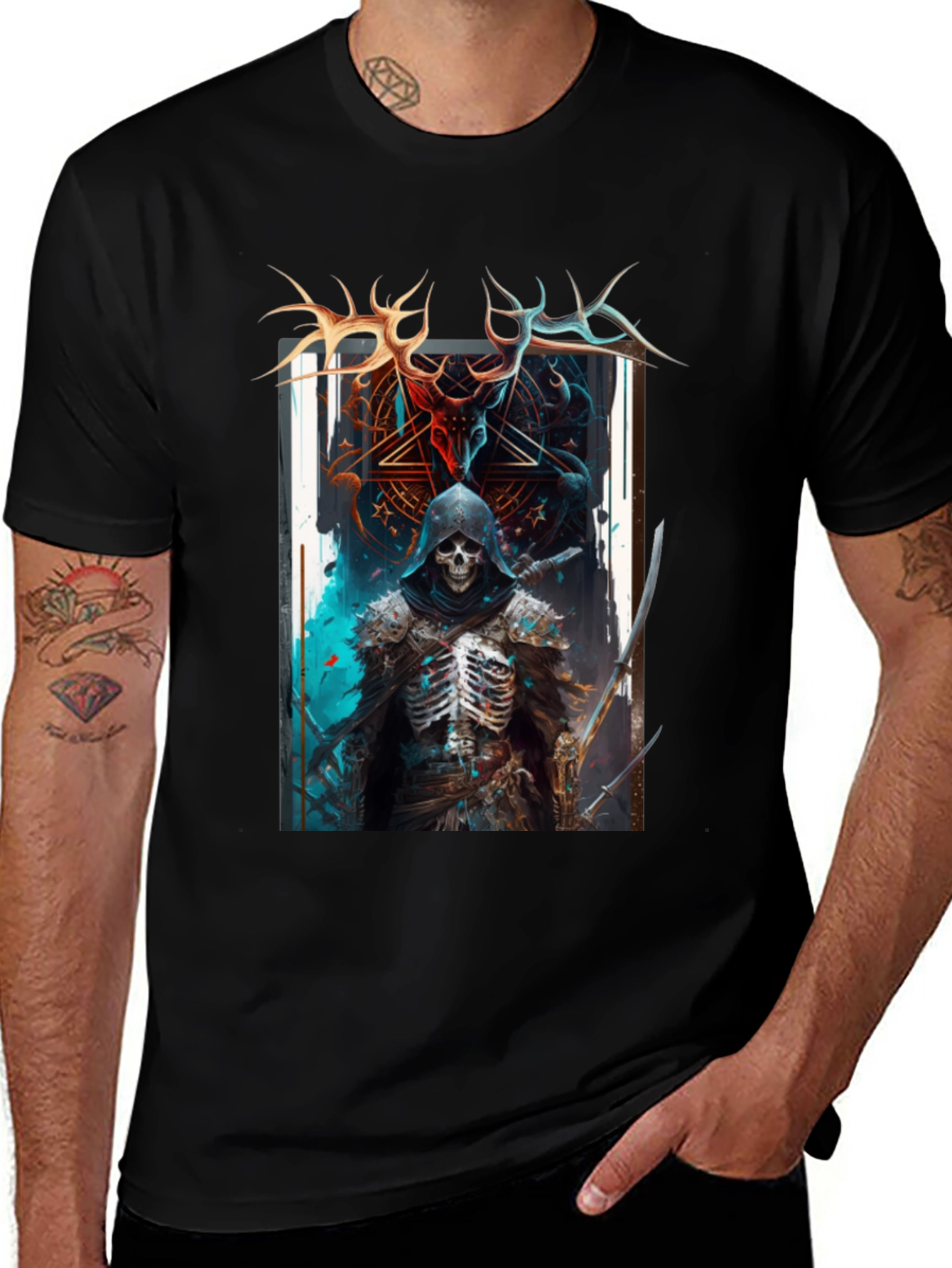 Variant 18 of Grim Reaper Graphic Tee - Dark Fantasy Style