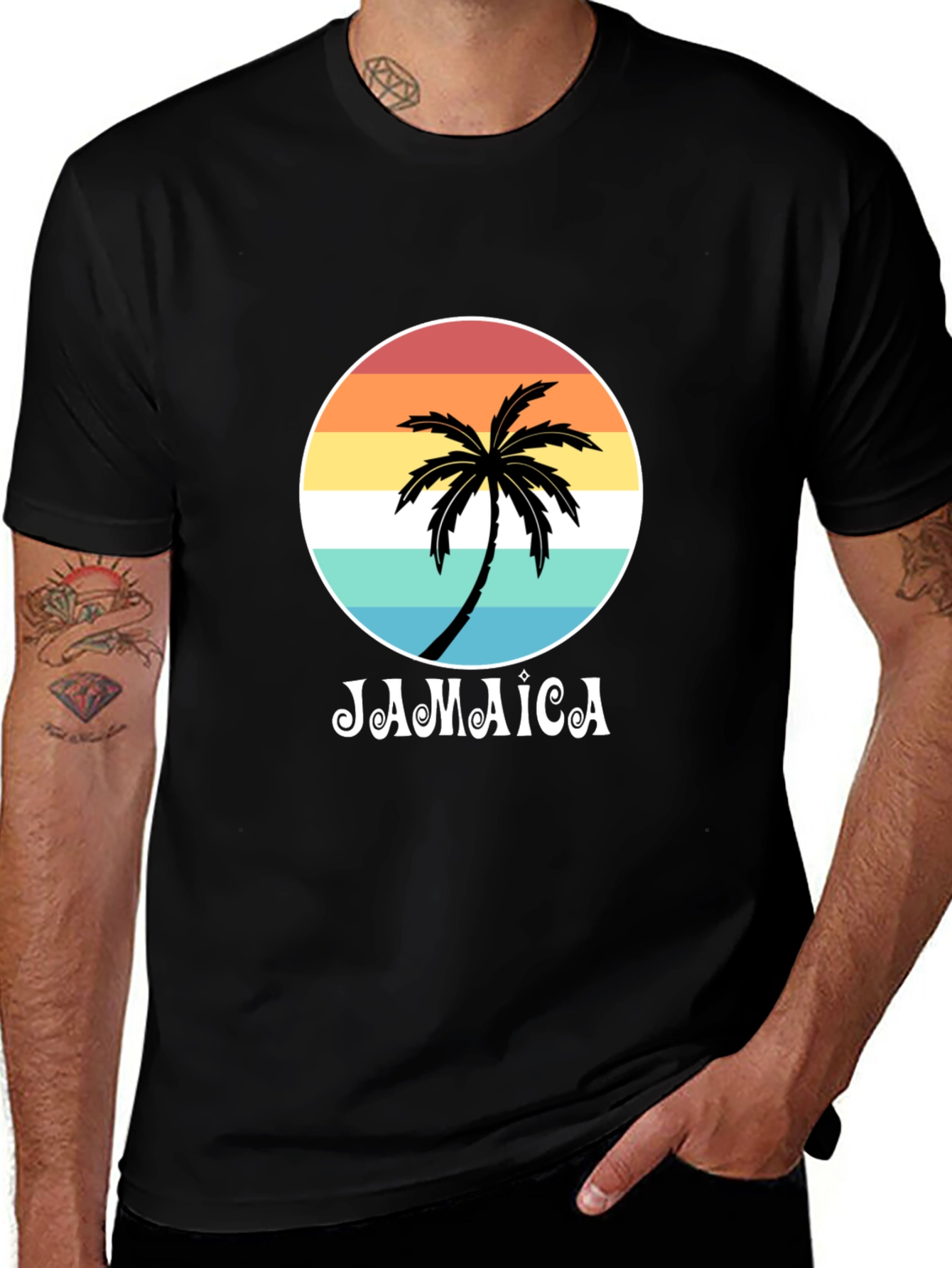 Jamaica Palm Tree Sunset Graphic Tee
