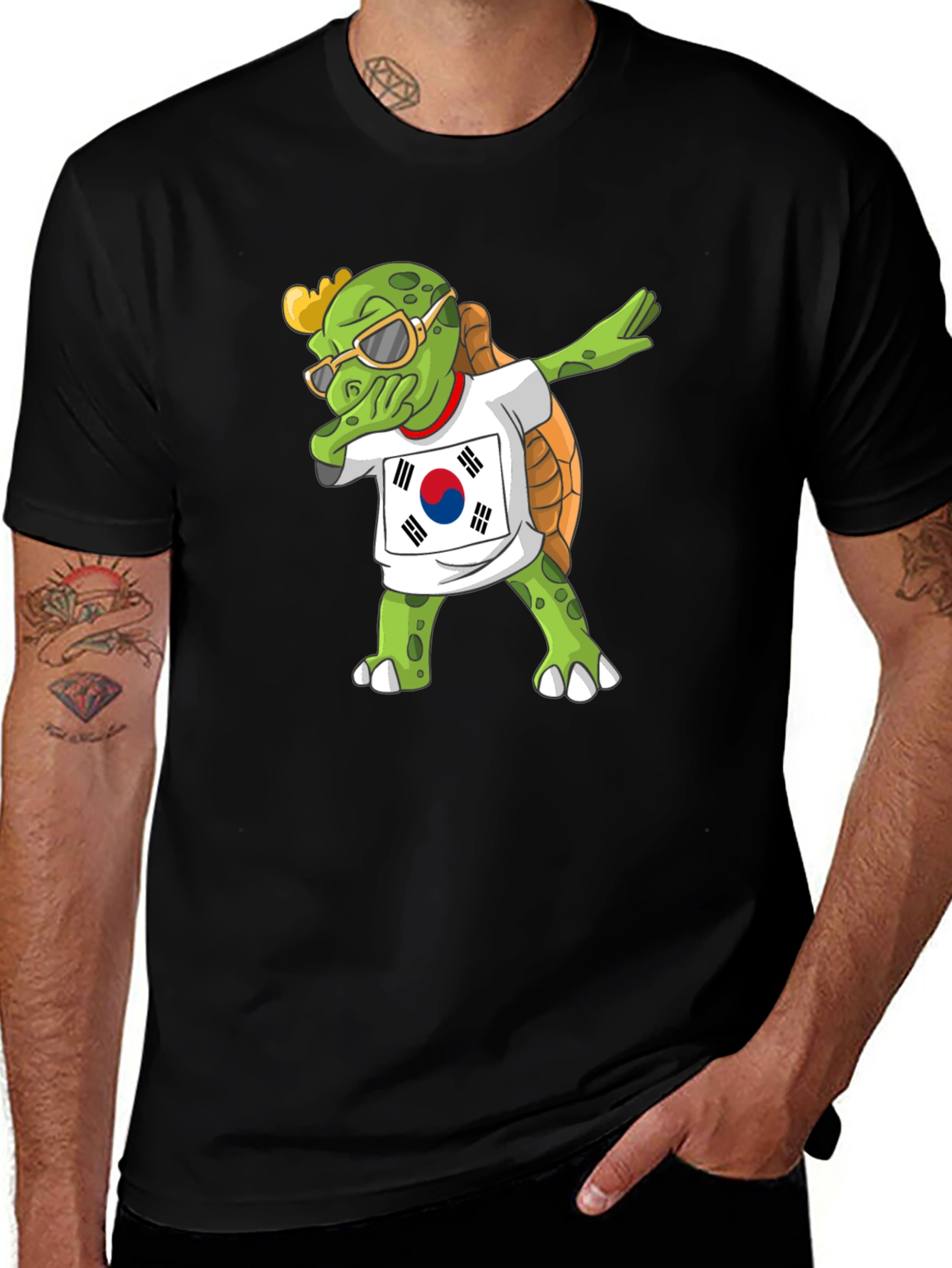 Variant 3 of Dabbing Turtle South Korea Flag T-Shirt
