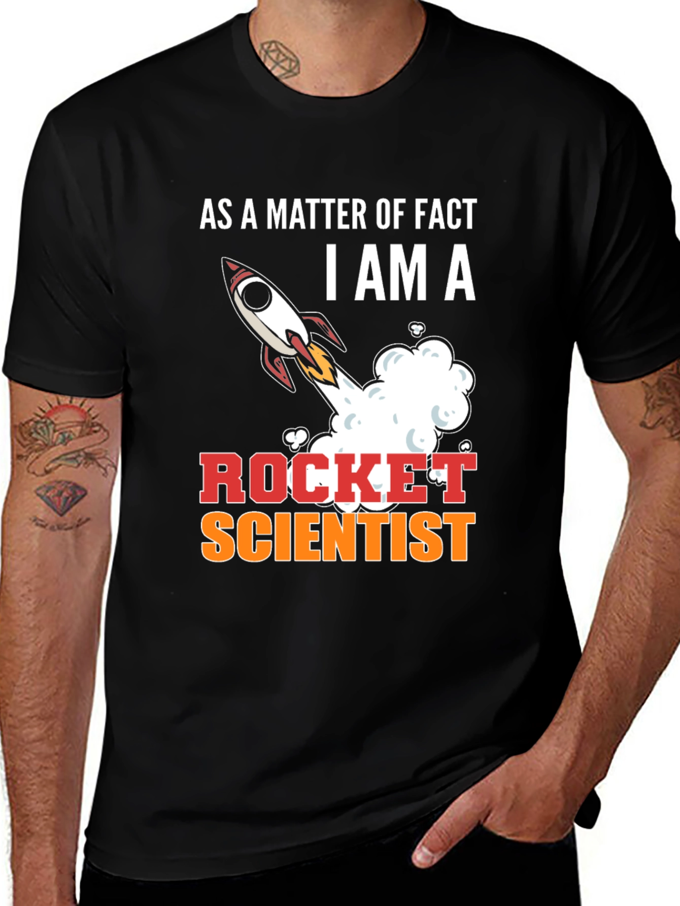Black Rocket Scientist Graphic Tee - Funny Science T-Shirt main image