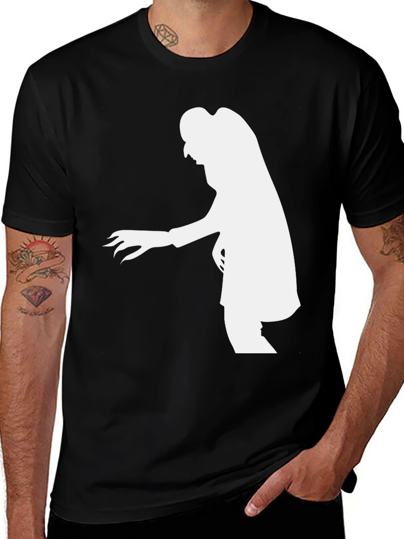 Variant 4 of Monster Silhouette Graphic Tee - Black