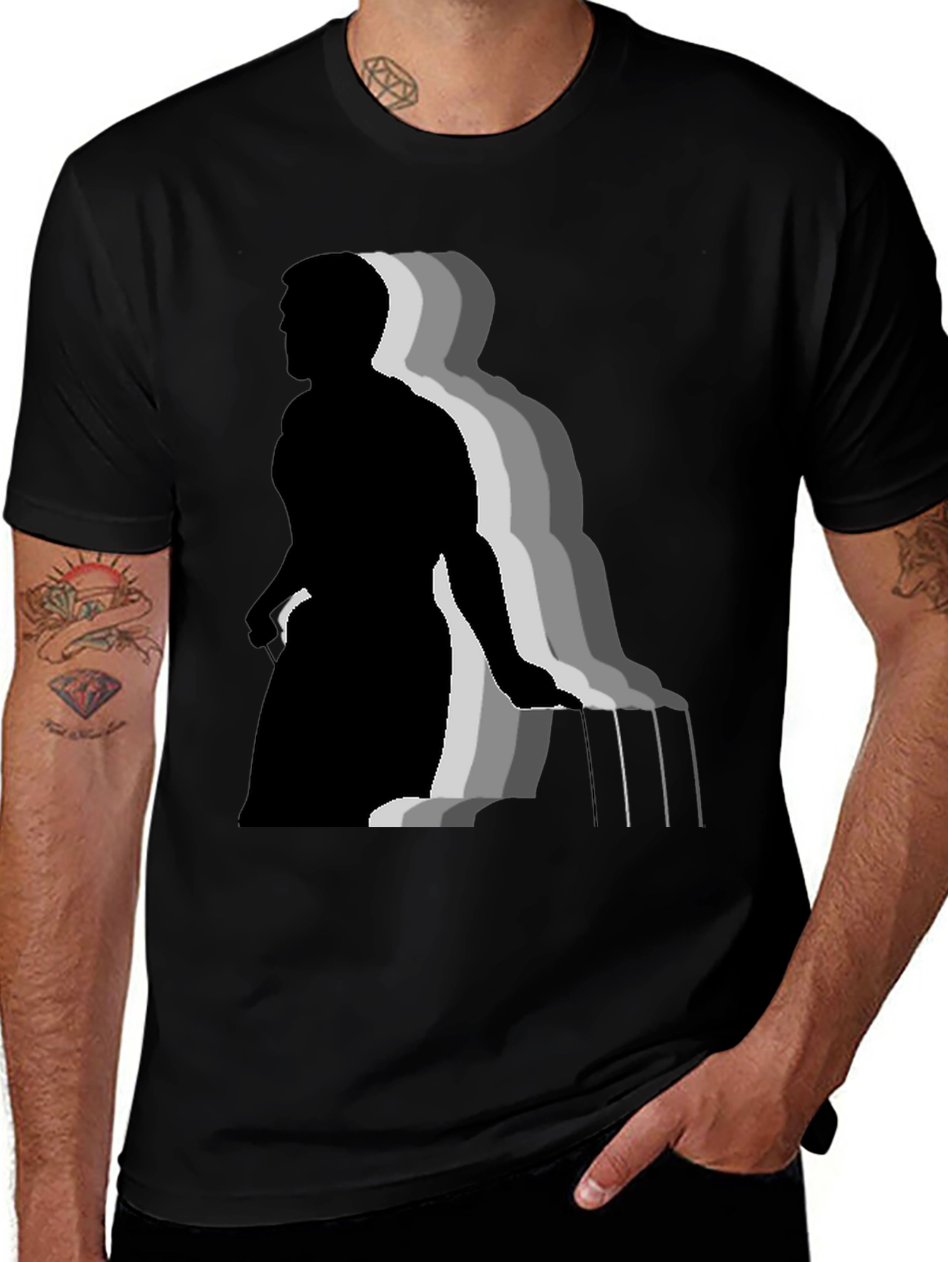 Variant 3 of Men's Silhouette Waterfall Black Graphic T-Shirt