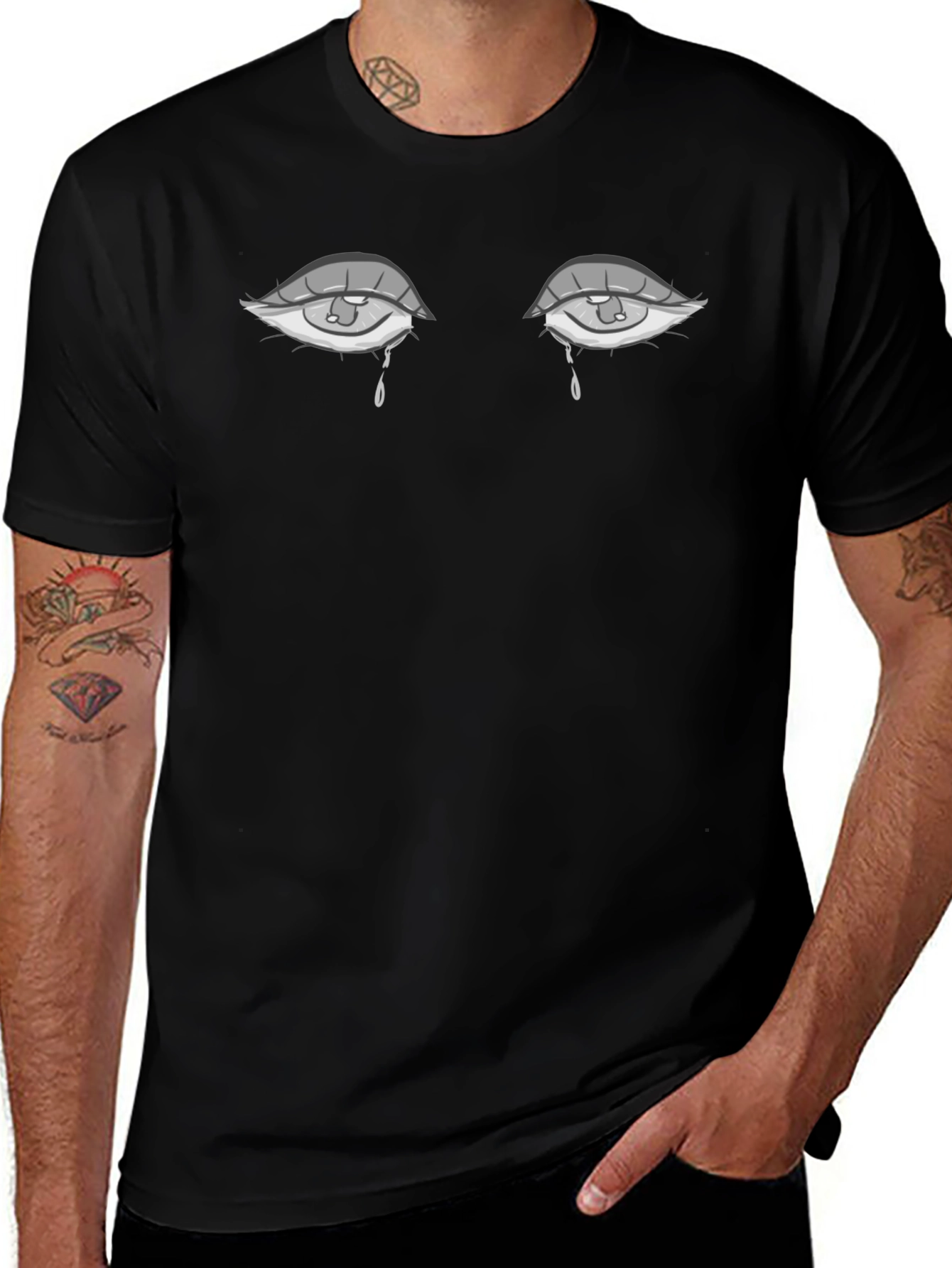 Teary Eyes Graphic Print T-Shirt - Soft Cotton Blend