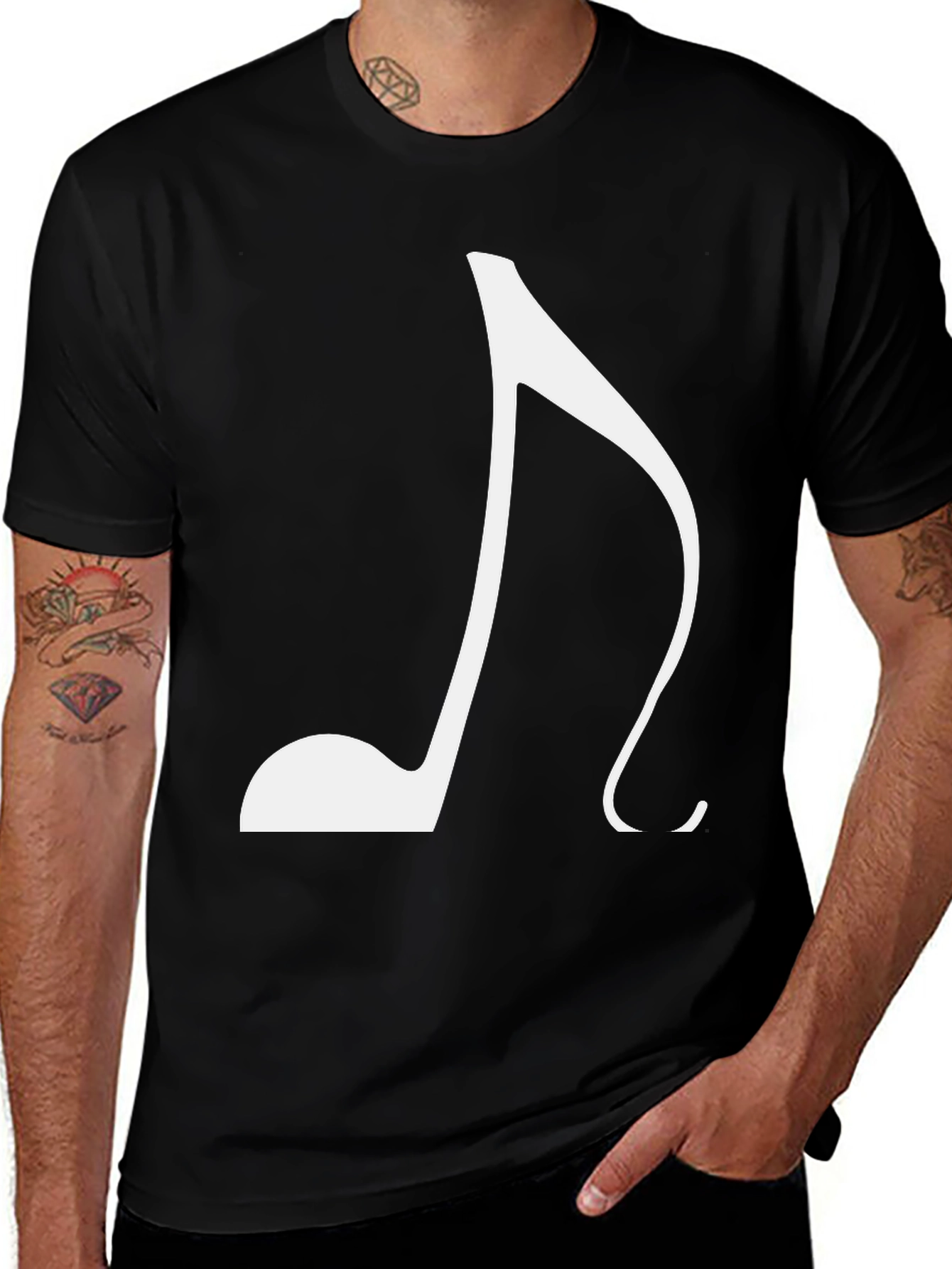Variant 22 of Musical Note Graphic T-Shirt - Black Casual Tee