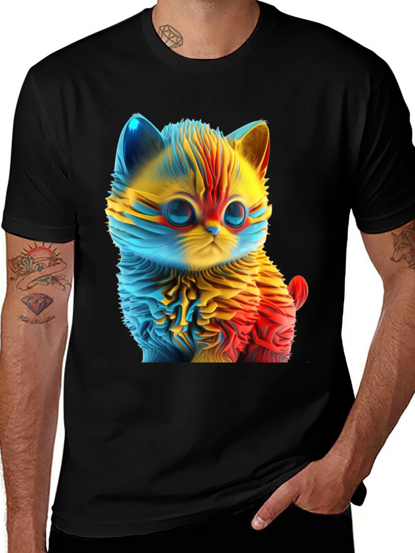 Variant 15 of Cute Kitten Graphic Tee - Colorful Cat Art Shirt