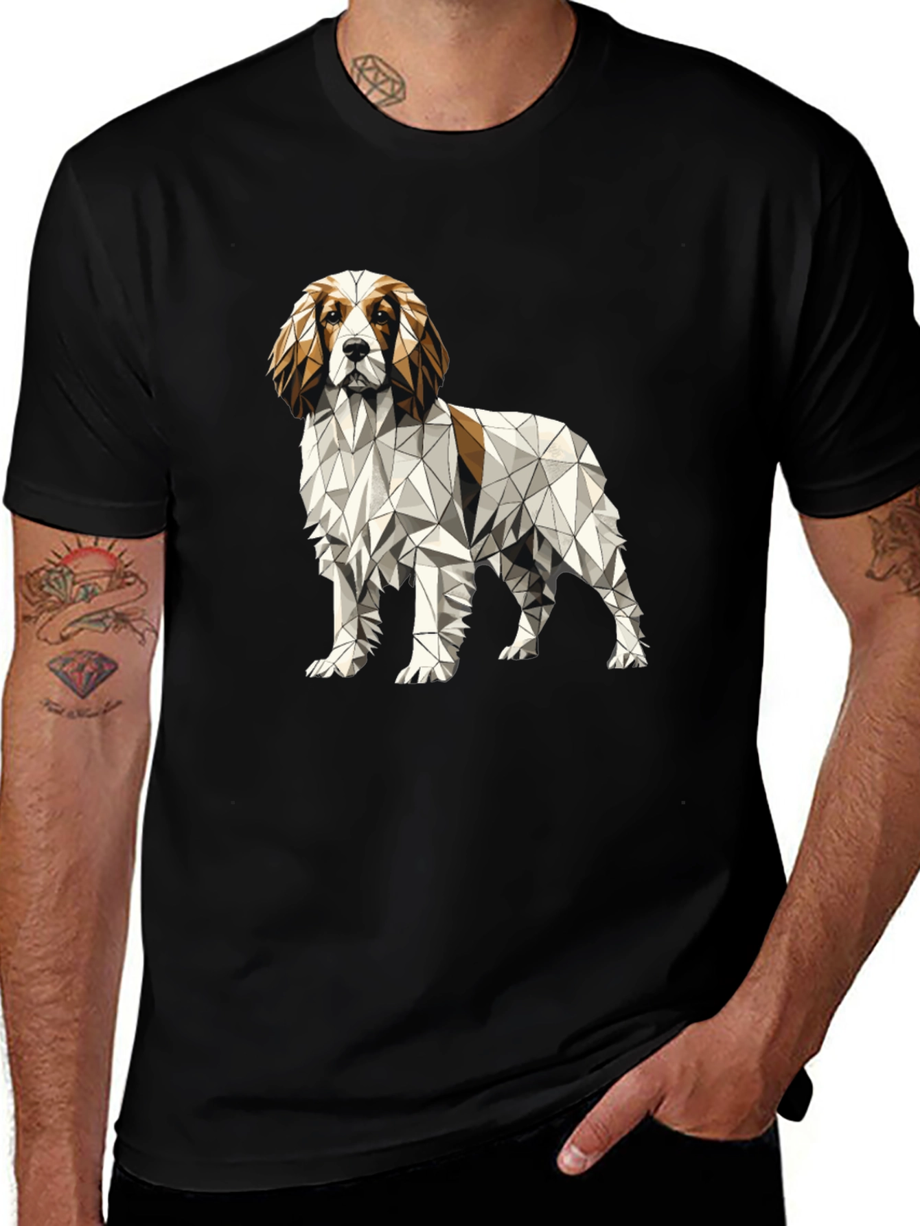 Variant 7 of Geometric Dog Graphic Tee - Unique Poly Art Shirt