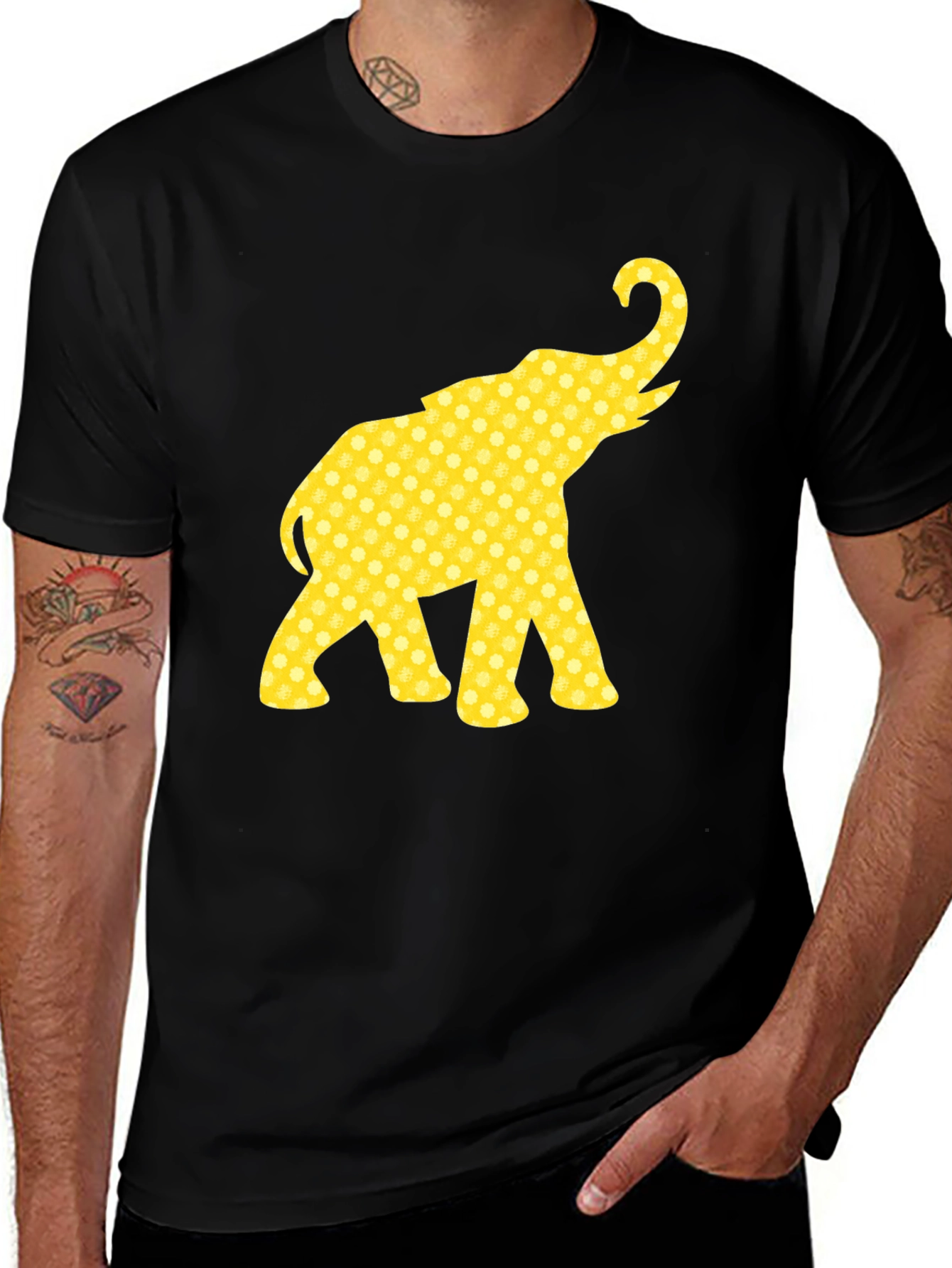 Variant 4 of Elephant Print Black T-Shirt