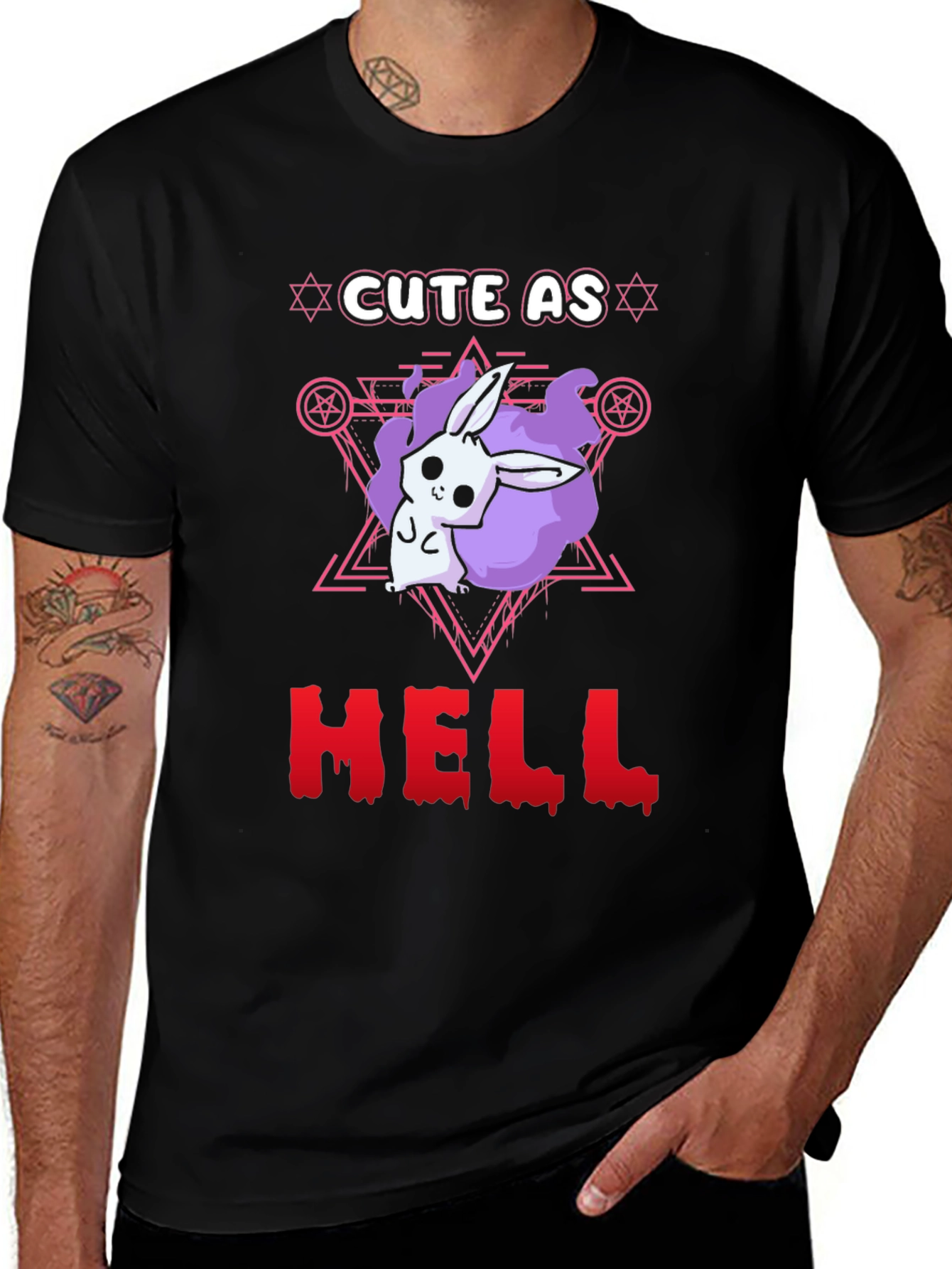 Variant 10 of Cute As Hell Graphic T-Shirt - Funny Goth Bunny Tee