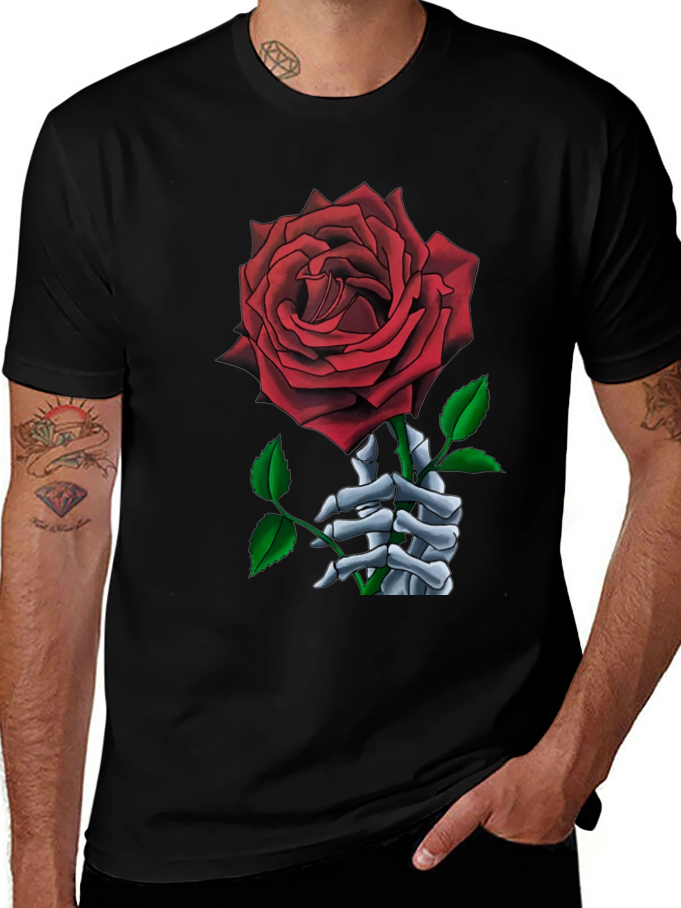 Variant 22 of Rose Skeleton Hand Graphic T-Shirt