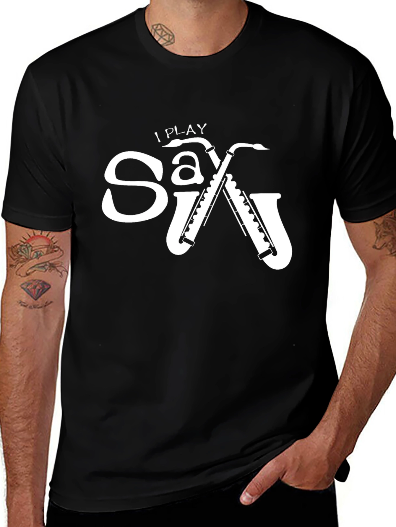 Variant 21 of I Play Saxophone Black Graphic Tee