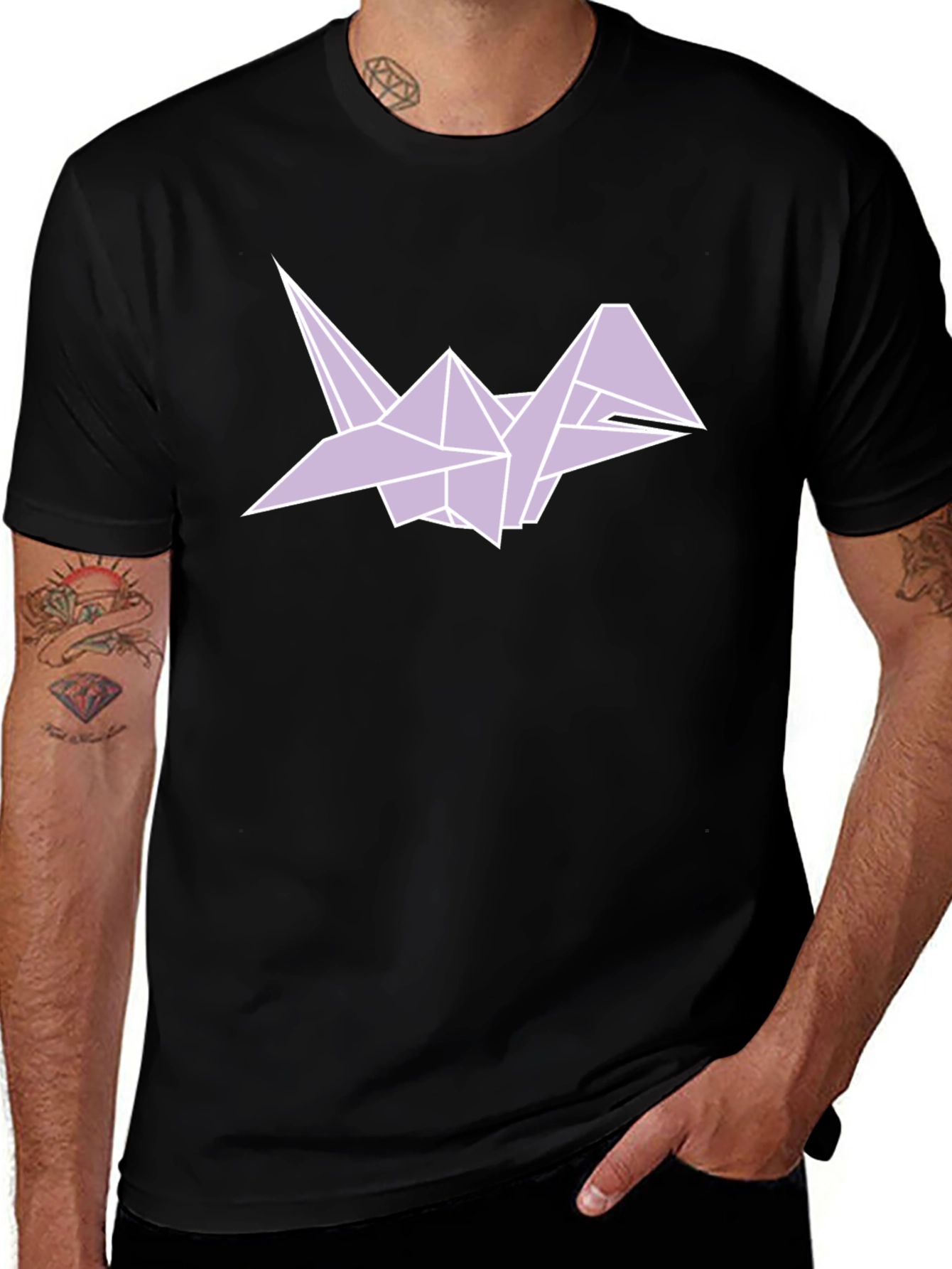 Variant 28 of Origami Crane Graphic Tee - Men's Black T-Shirt