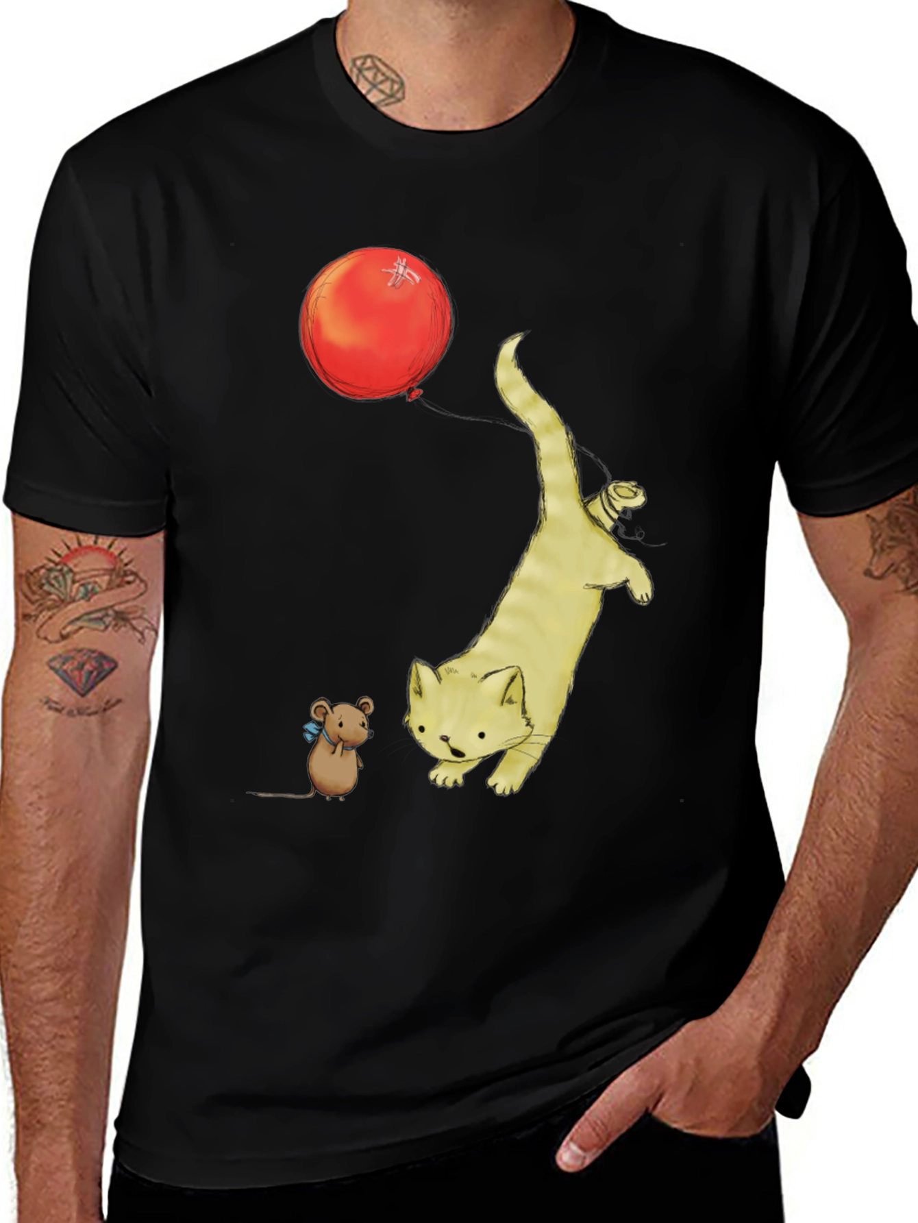Variant 17 of Cat and Mouse Balloon T-Shirt: Fun Graphic Tee
