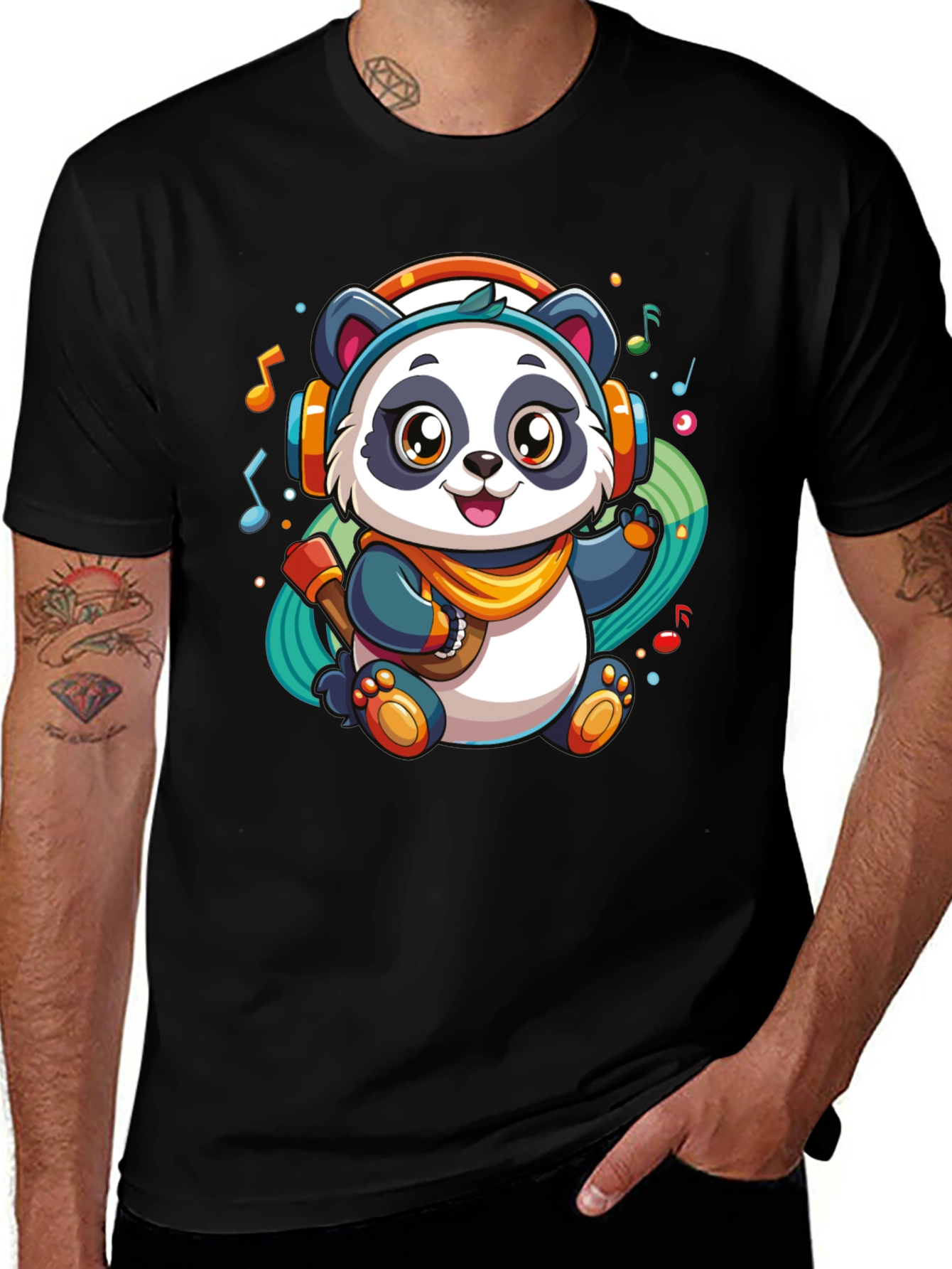 Variant 20 of DJ Panda Black T-Shirt - Music Lover Tee