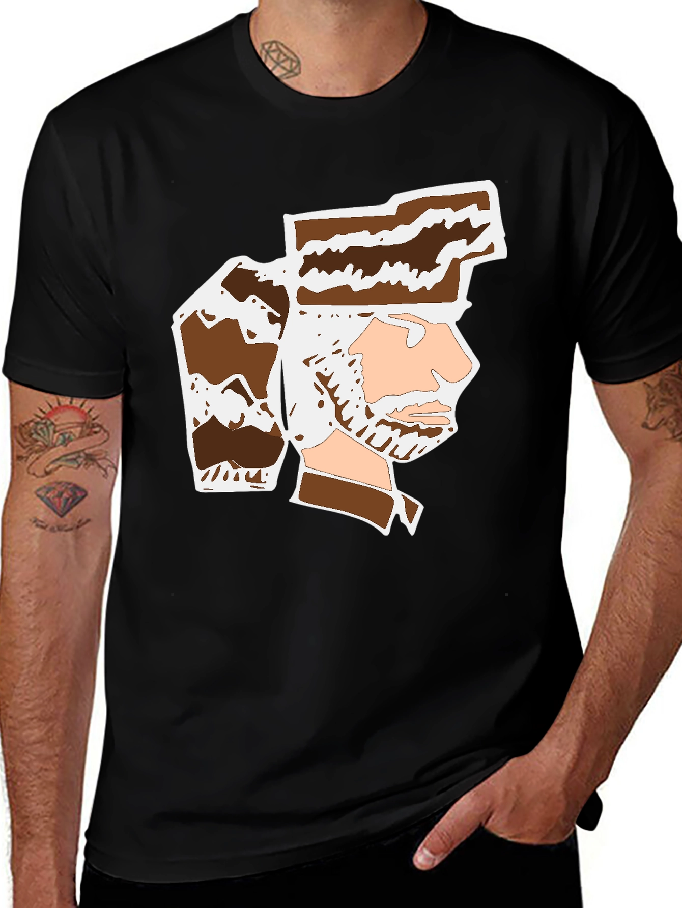 Variant 18 of Graphic Tee: Cartoon Profile T-Shirt, Black