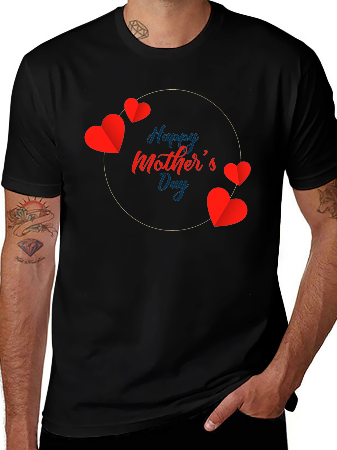 Happy Mother's Day Heart T-Shirt - Black