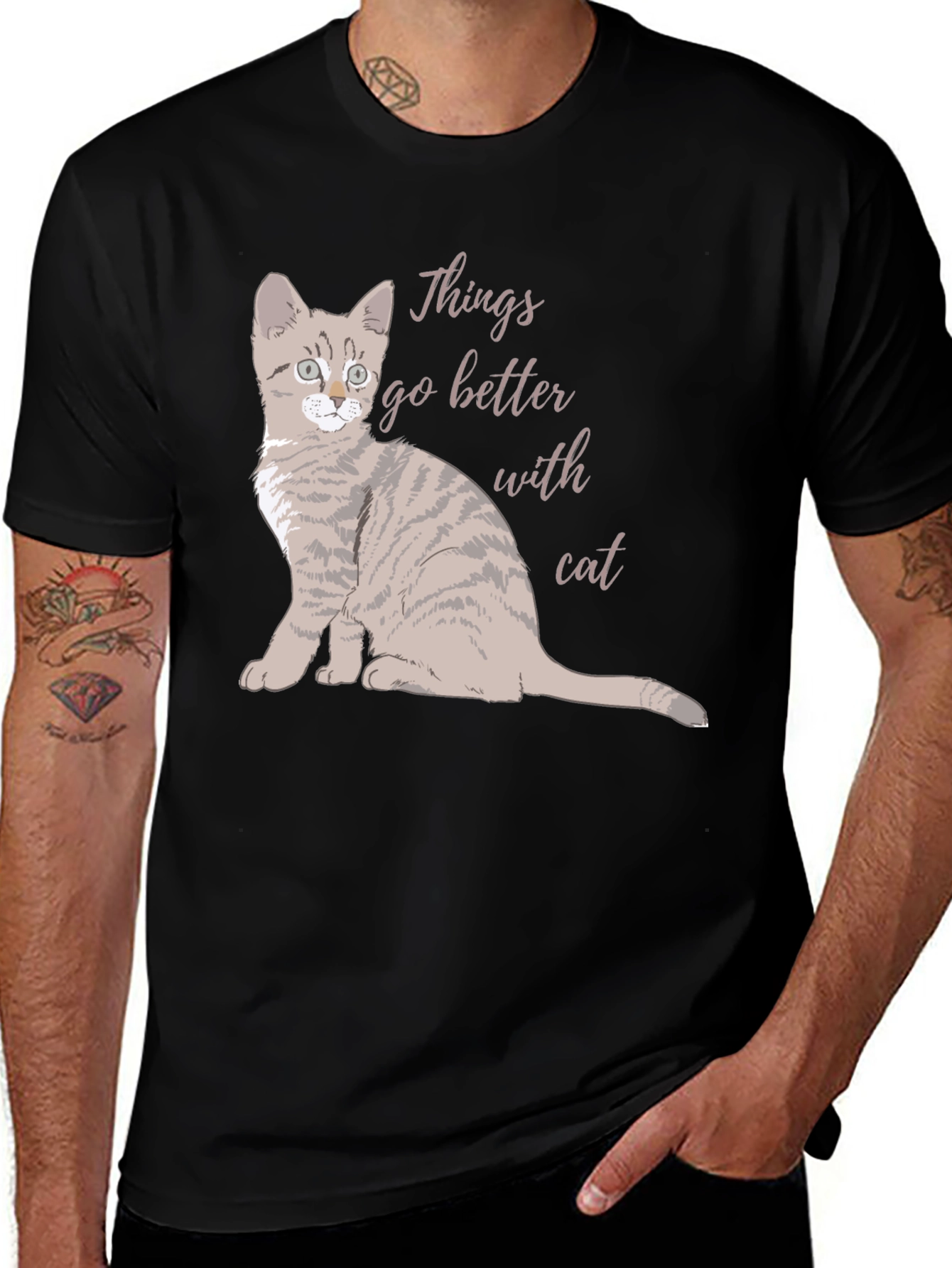 Variant 15 of Things Go Better With Cat Graphic T-Shirt