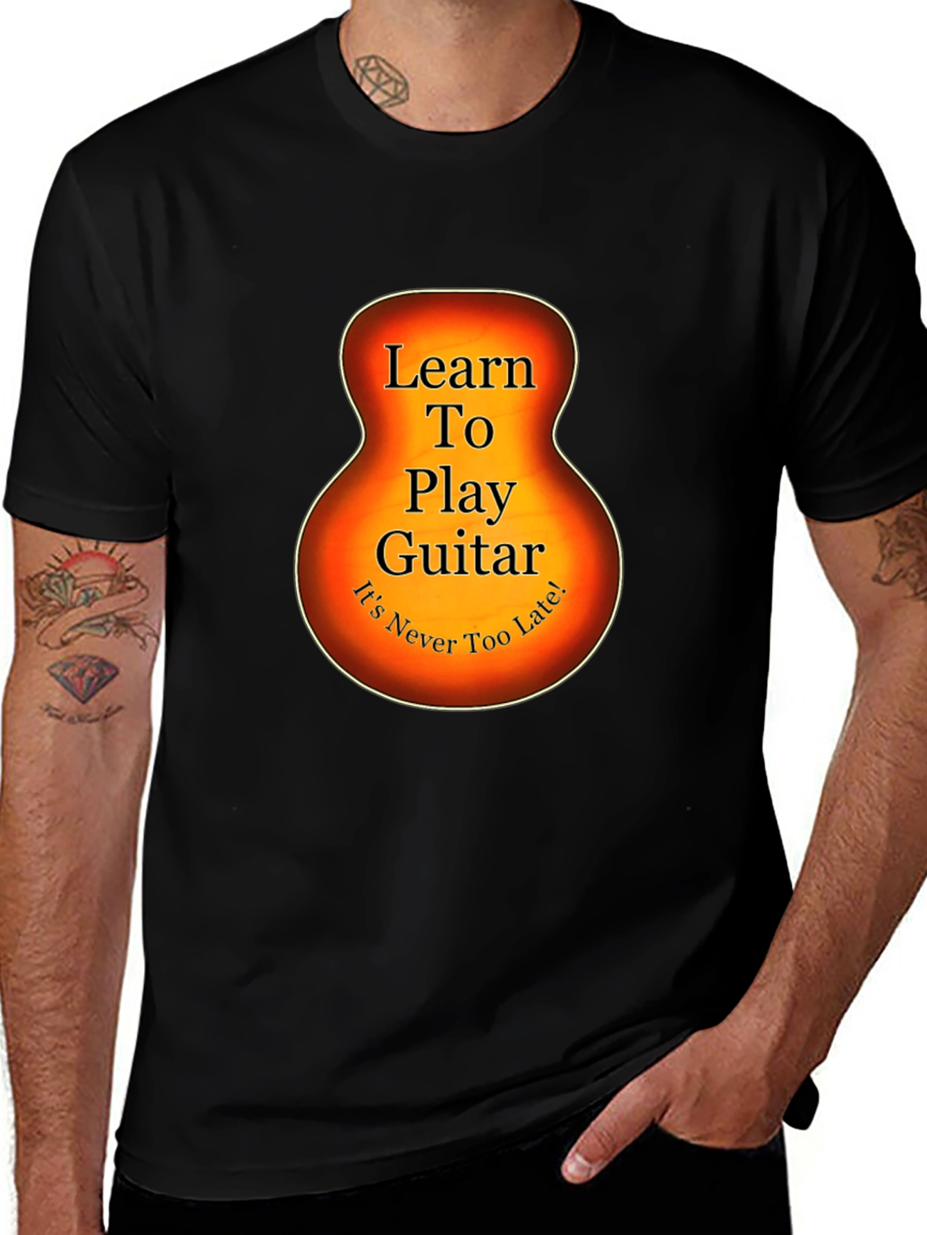 Variant 26 of Learn Guitar Tee - Guitar Silhouette Graphic T-Shirt