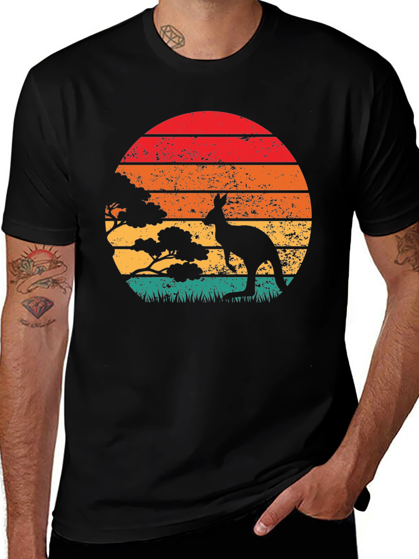 Variant 16 of Retro Kangaroo Sunset T-Shirt