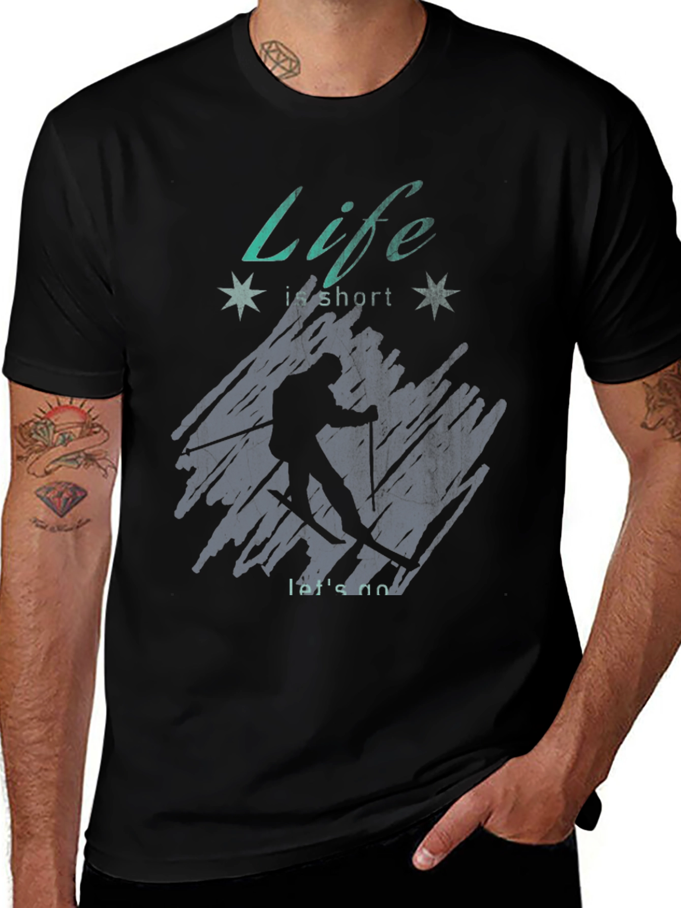 Variant 2 of Life is Short Skiing T-Shirt - Adventure Ready