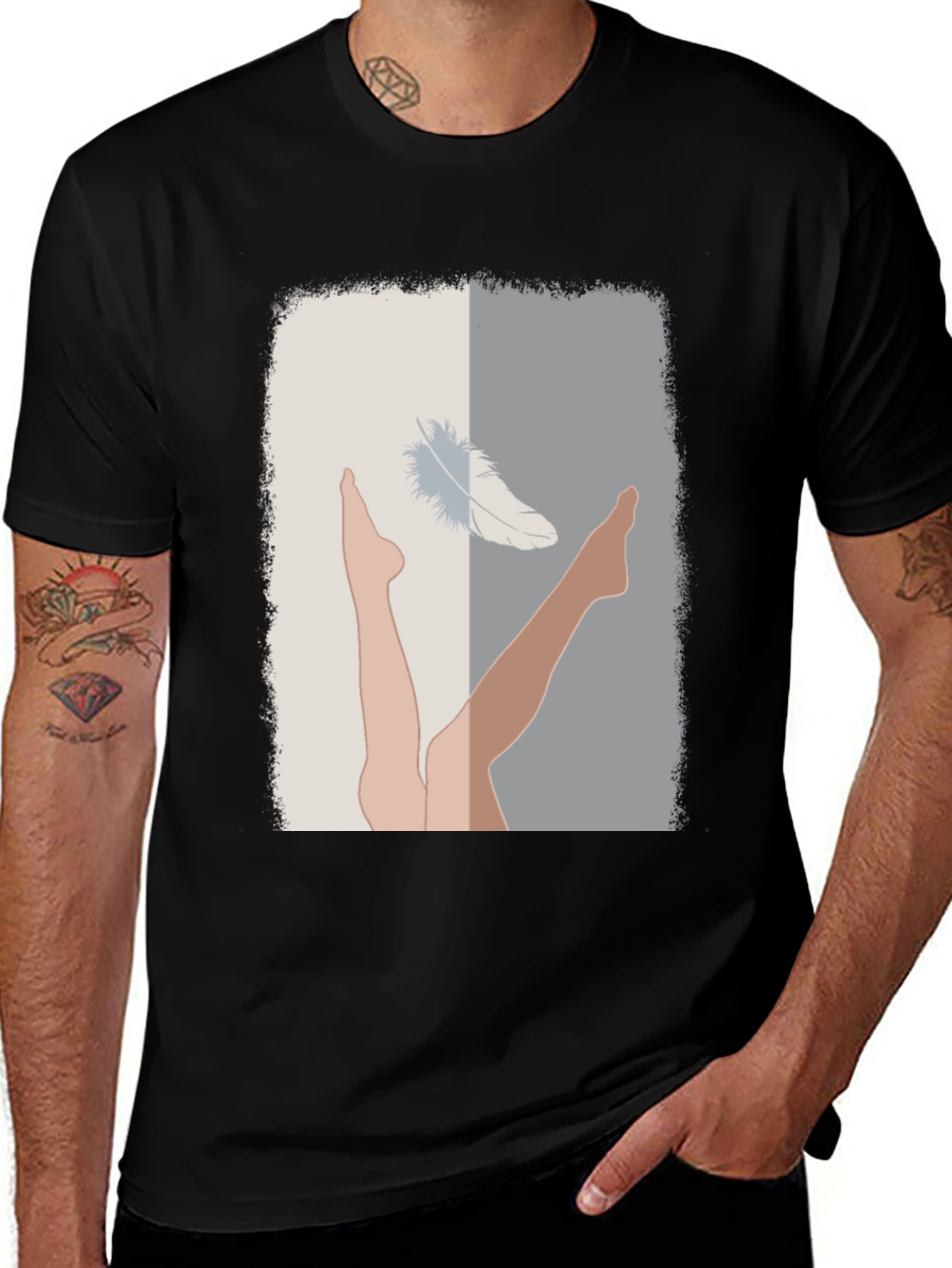 Variant 13 of Abstract Legs & Feather Graphic T-Shirt