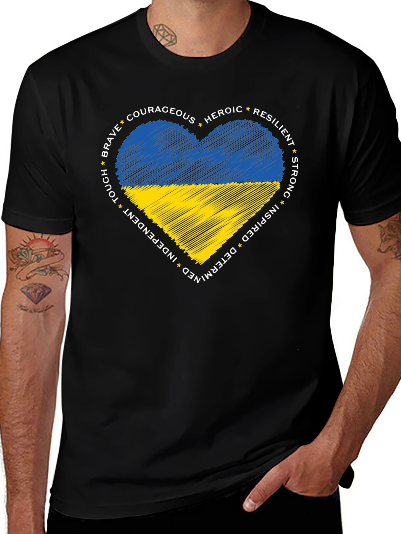 Ukraine Flag Heart T-Shirt Patriotic Support