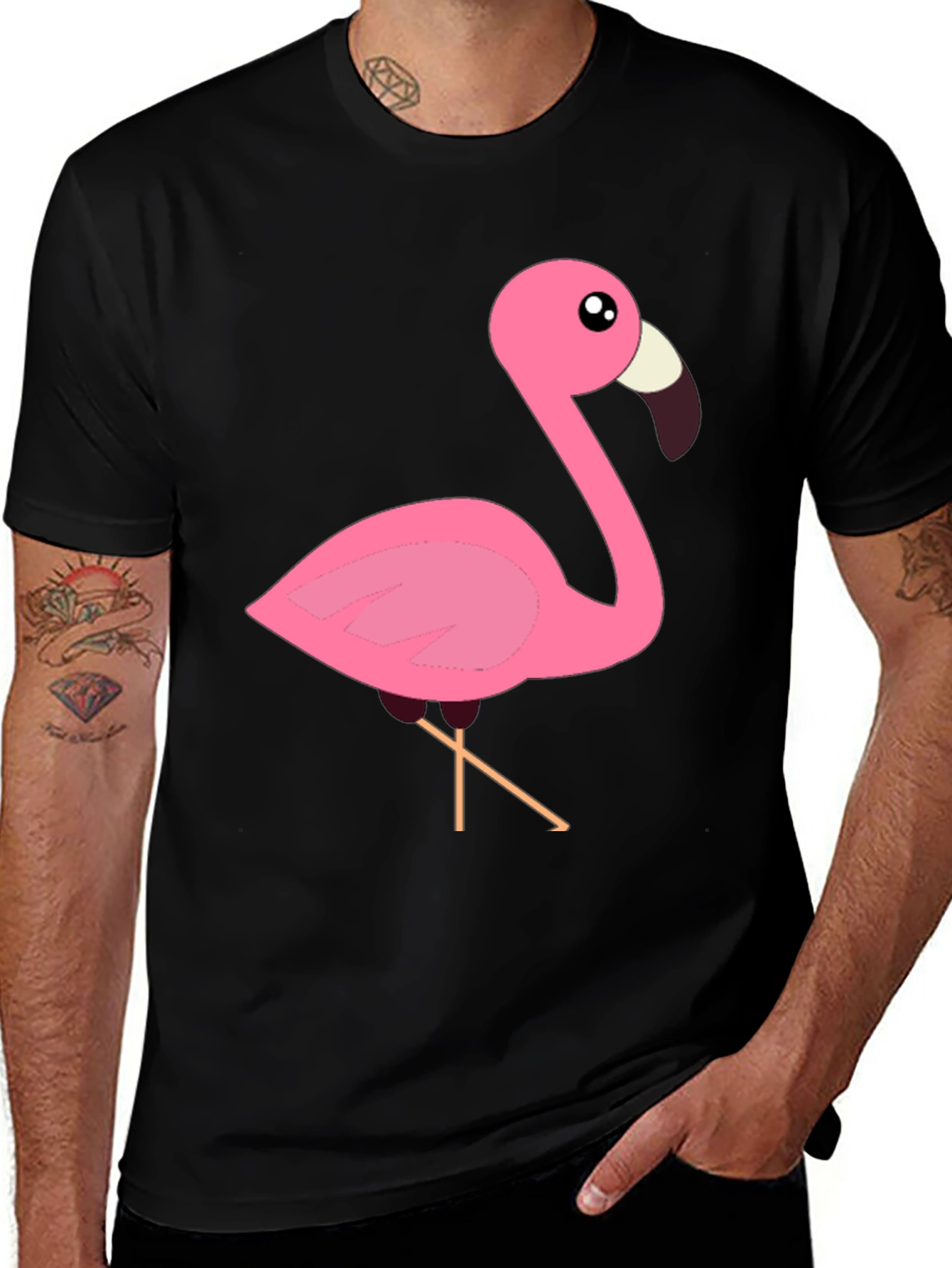 Variant 18 of Flamingo Graphic Print Crew Neck Tee