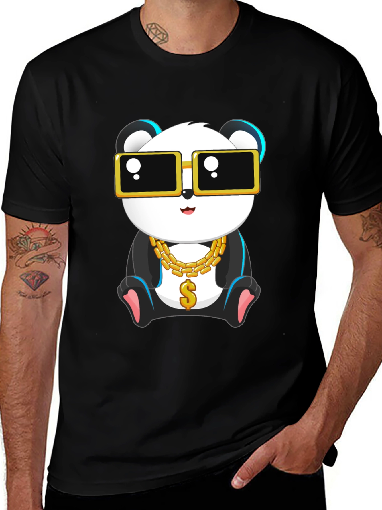 Variant 25 of Cool Panda Graphic Tee - Black Cotton T-Shirt