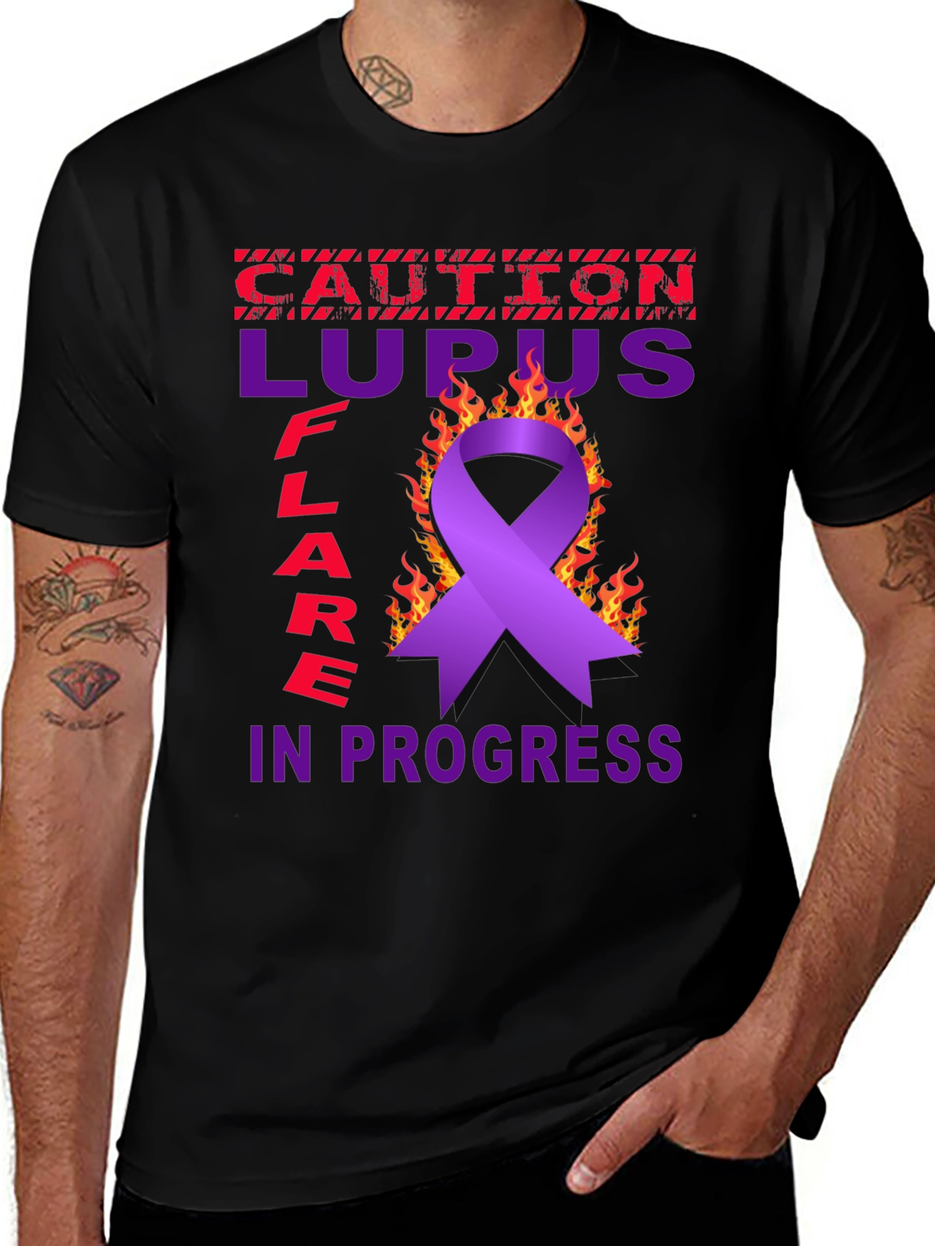 Lupus Awareness T-Shirt - Caution Flare in Progress