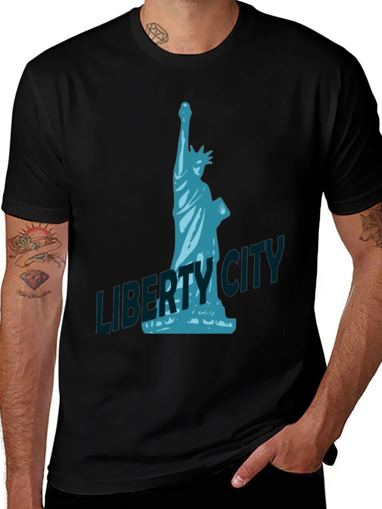Variant 28 of Liberty City Graphic T-Shirt - Black Crew Neck