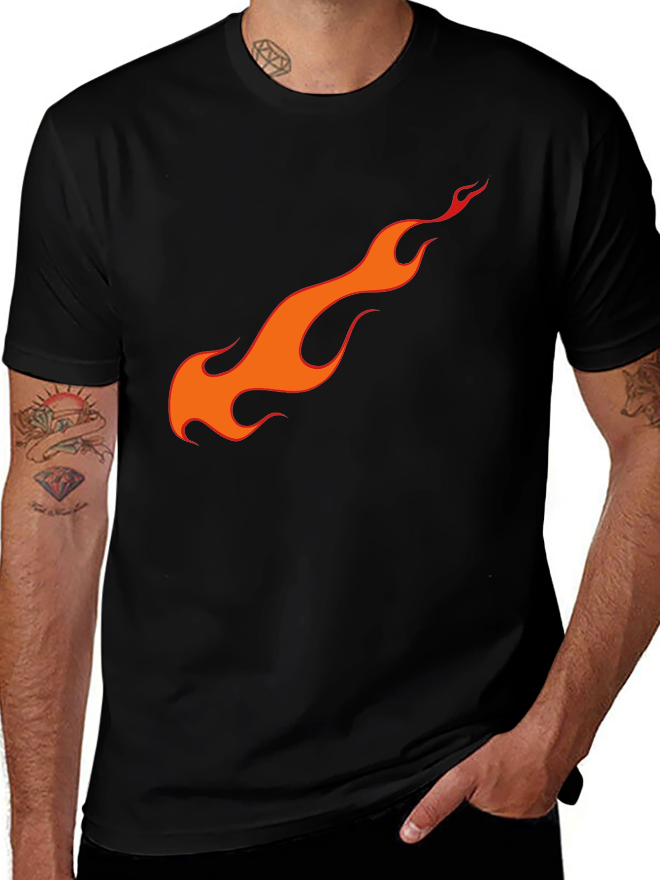 Variant 22 of Flame Graphic Black Cotton T-Shirt