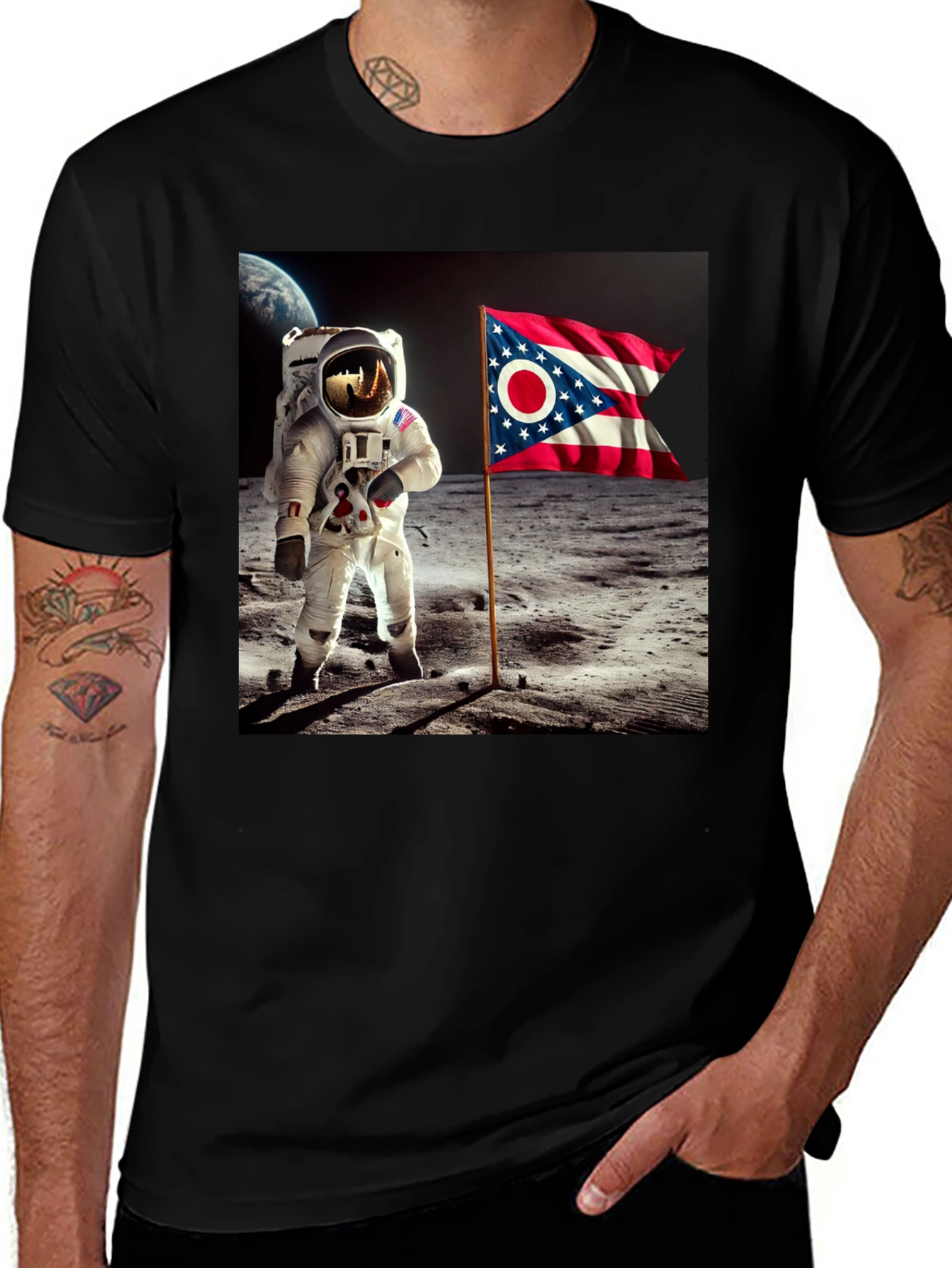 Variant 22 of Astronaut Ohio Flag Graphic Tee