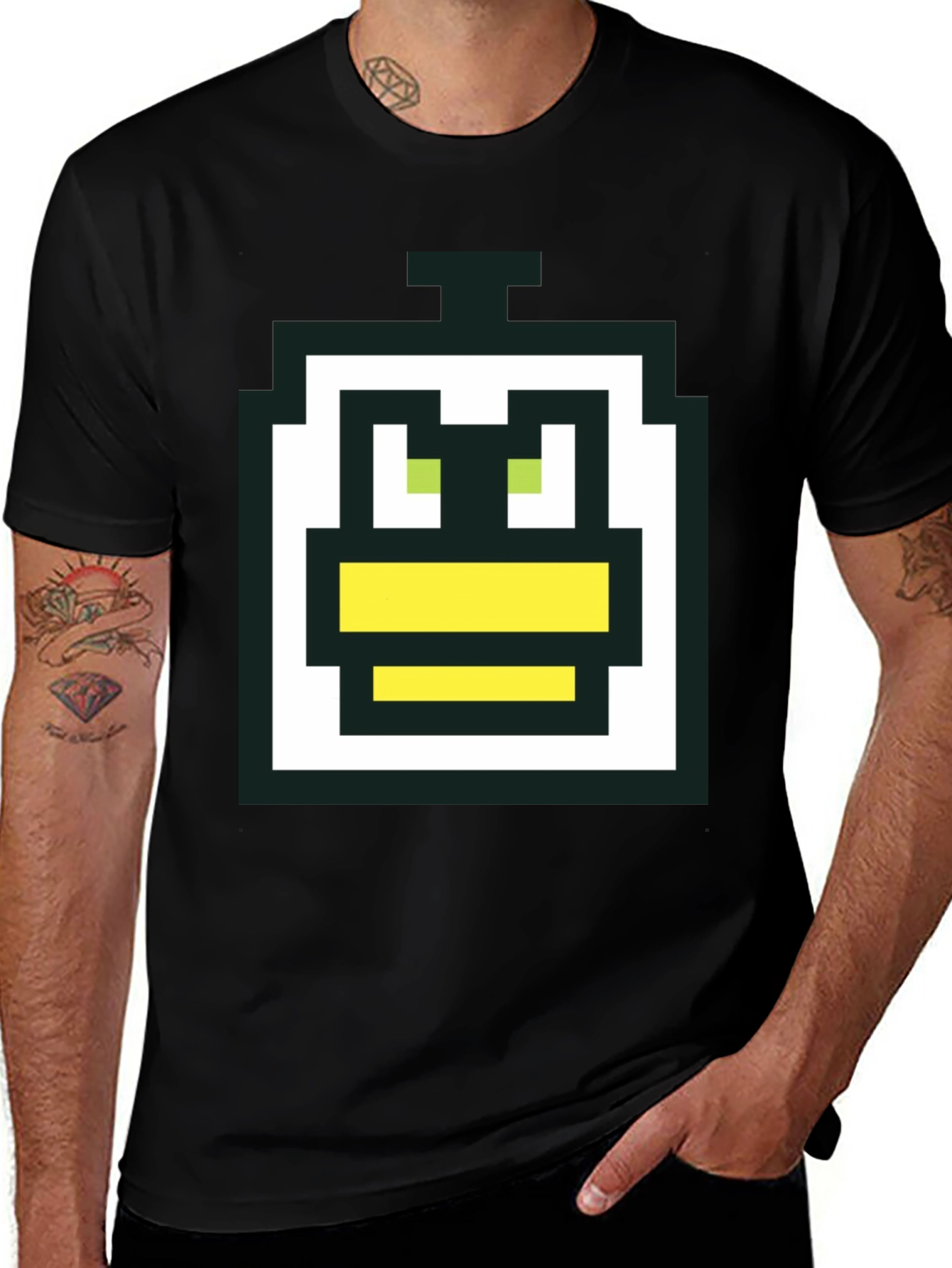 Variant 10 of Pixel Duck Graphic Tee - Black Cotton Blend
