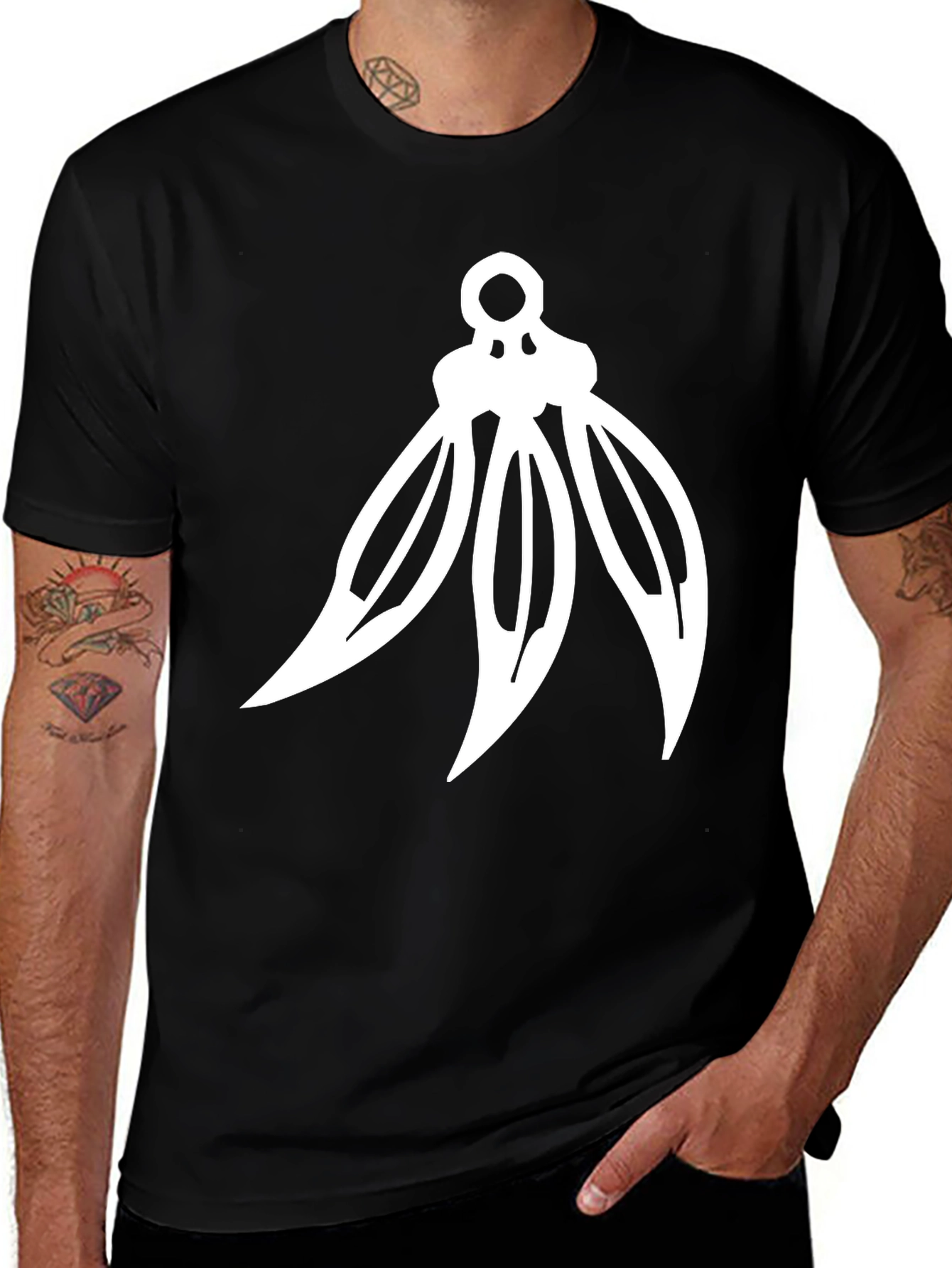 Variant 11 of Modern Graphic Tee - Black with White Abstract Design