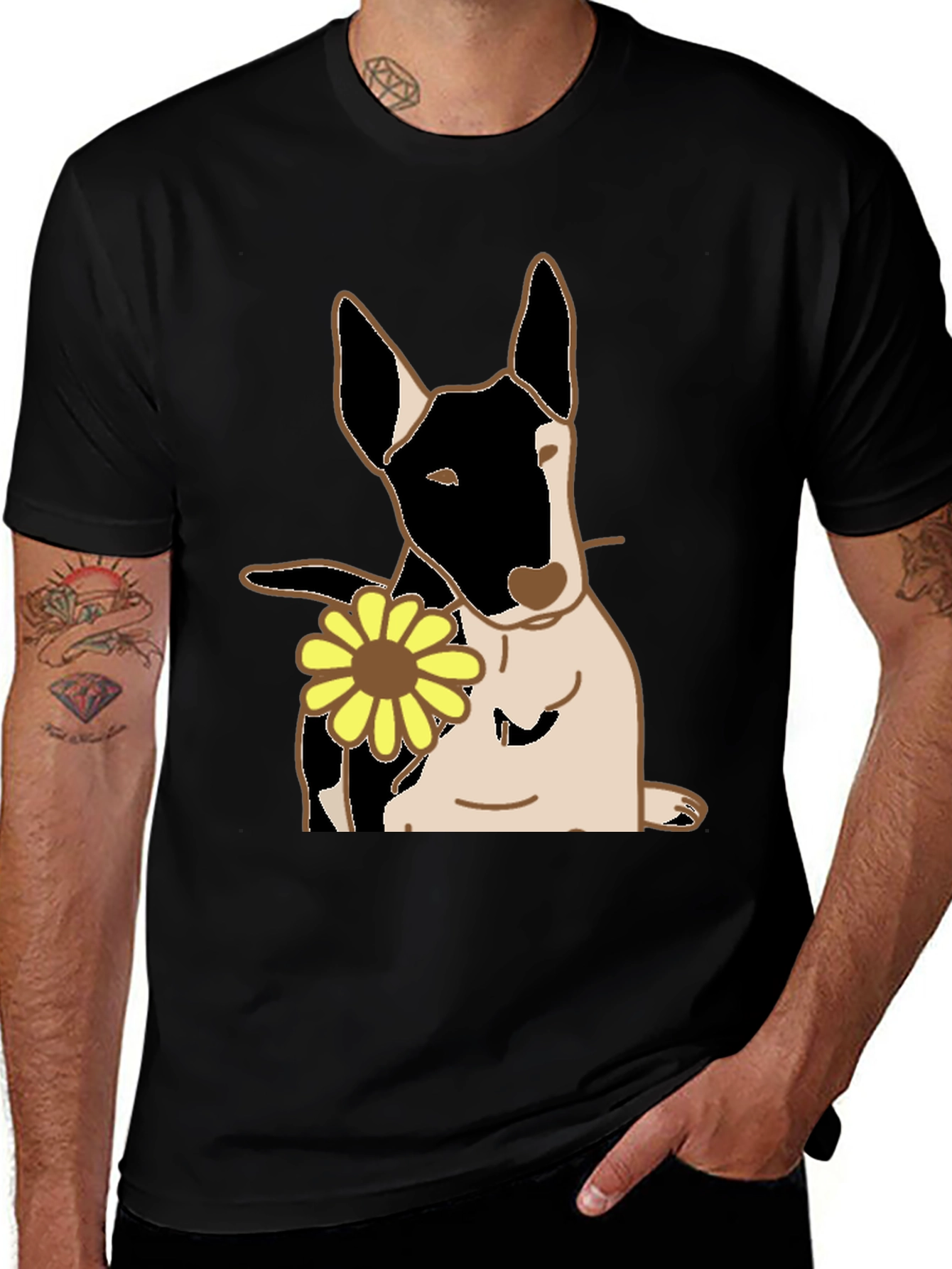 Bull Terrier Dog with Sunflower T-Shirt