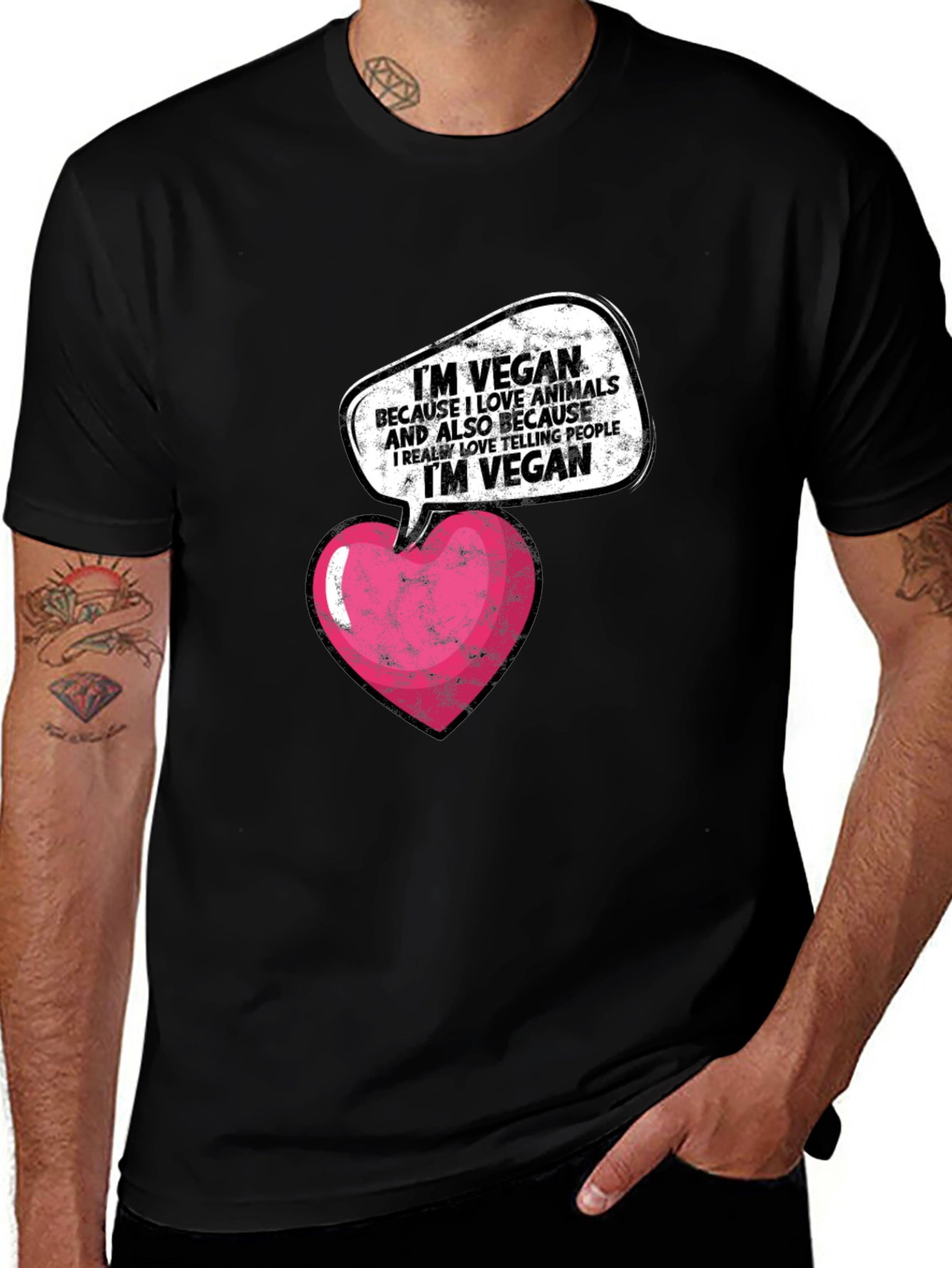 Variant 22 of Vegan Love T-Shirt - Animals, Heart, and Telling People!