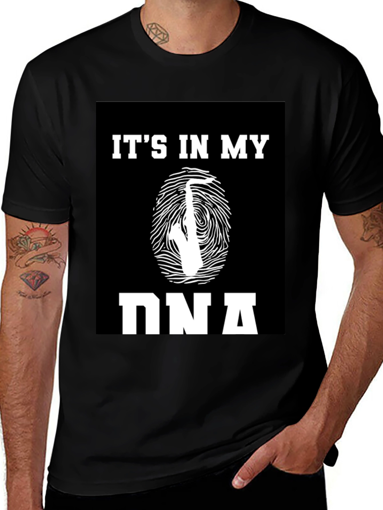 Variant 10 of It's In My DNA Saxophone Black T-Shirt