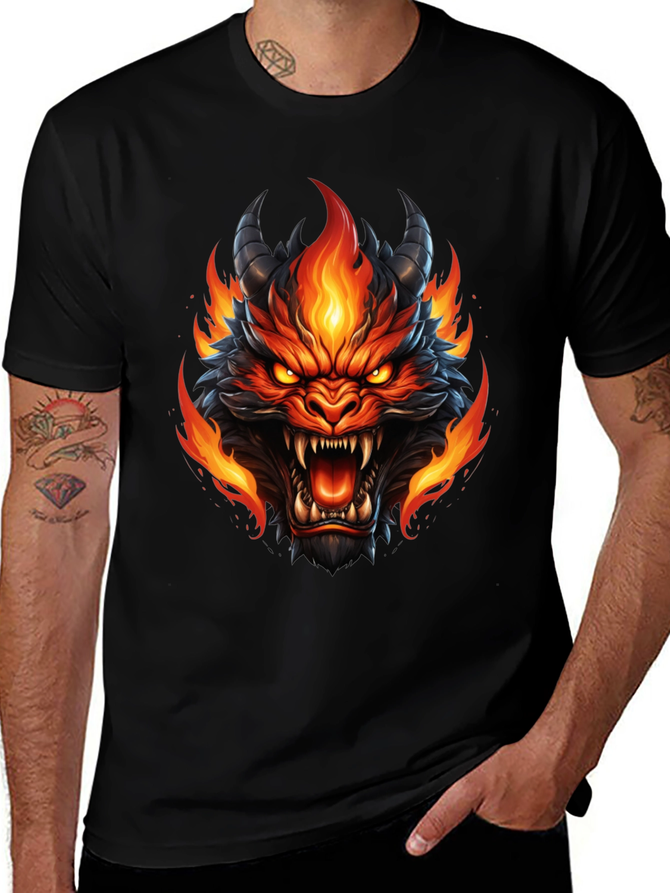 Variant 26 of Fiery Dragon Graphic T-Shirt - Bold & Unique Design