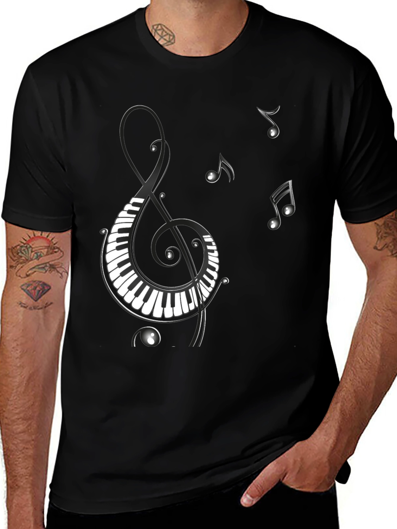 Variant 9 of Musical Notes Piano Treble Clef Graphic T-Shirt