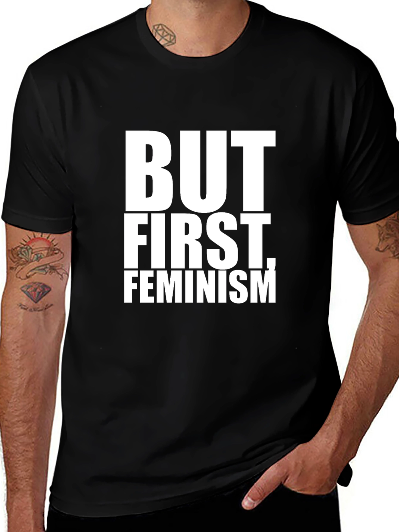 Variant 20 of But First, Feminism Graphic Tee - Black T-Shirt