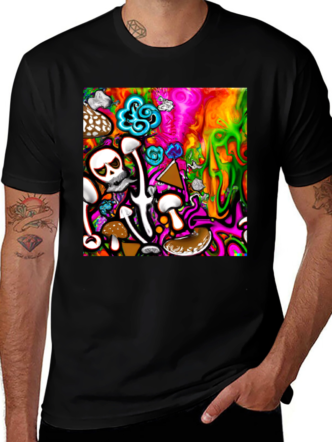 Variant 19 of Psychedelic Mushroom Skull Graphic T-Shirt