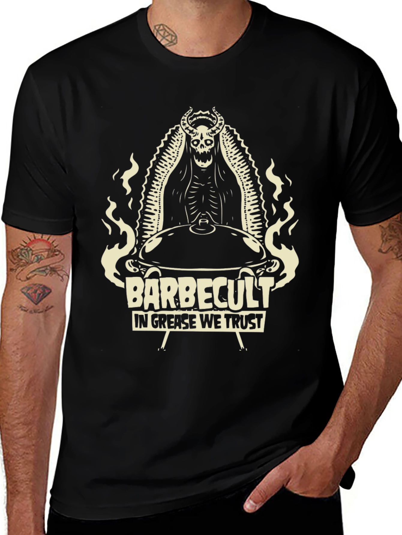 Variant 2 of Barbecult T-Shirt: In Grease We Trust